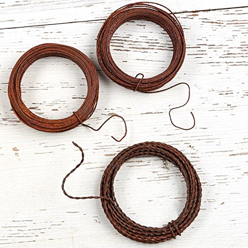 Pack of 6 Assorted Rusty Tin Wires | 2-22 Gauge: 30' L ea. | 2-20 Gauge: 30' L ea. | 2-Twisted: 15' L ea, (150 Total Feet)