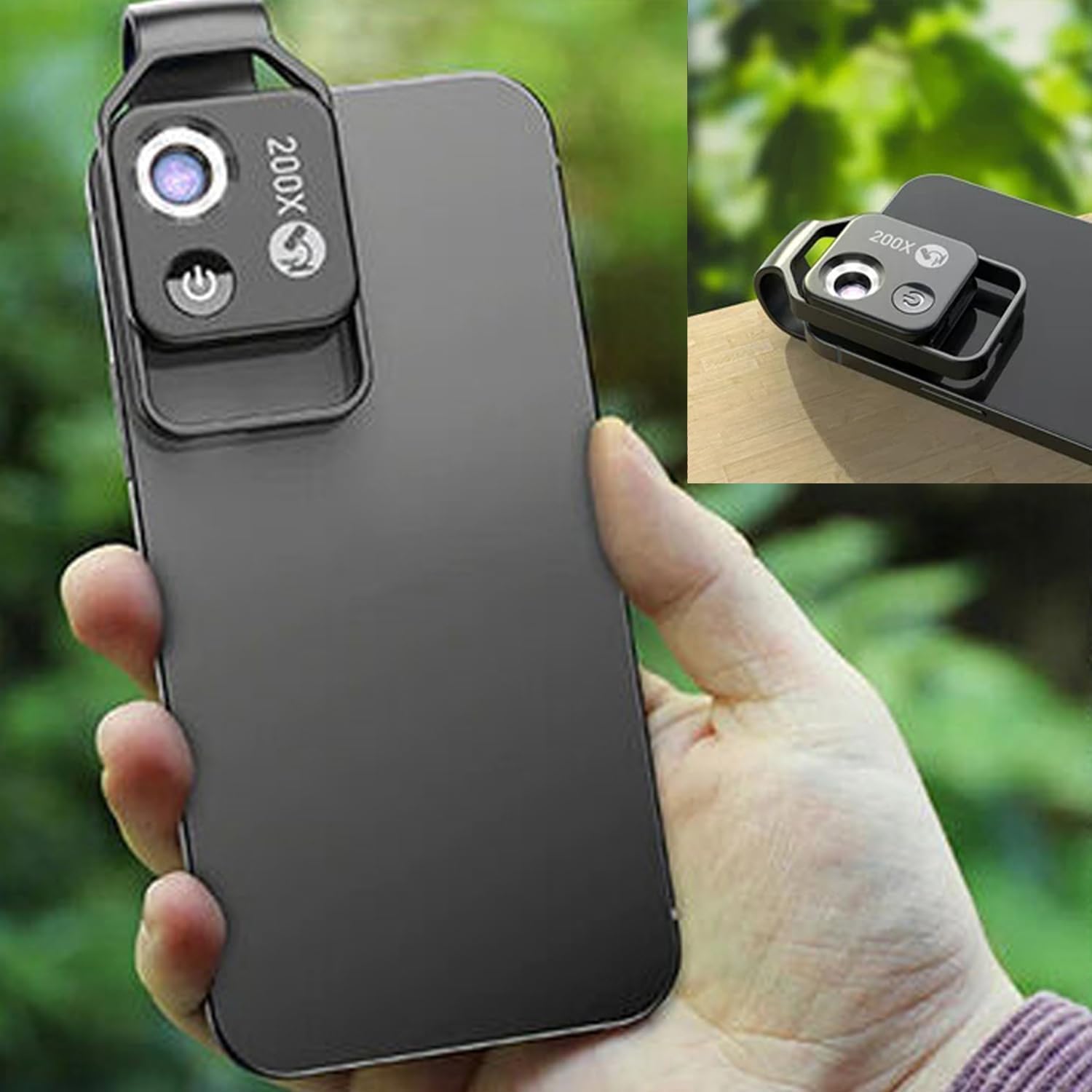 Nano Zoom 200x Microscope Poche Pour IPhone - Lentille Clipser Avec LED Et Polariseur