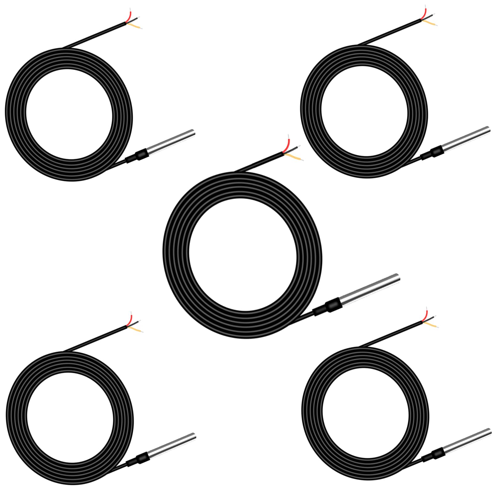 Sensor de temperatura digital de 10 m, precisión ± 0,5 °C, sonda de acero inoxidable, compatible con sensor de temperatura Shelly y addon, Arduino, Raspberry Pi, coche, industria, incluye libro