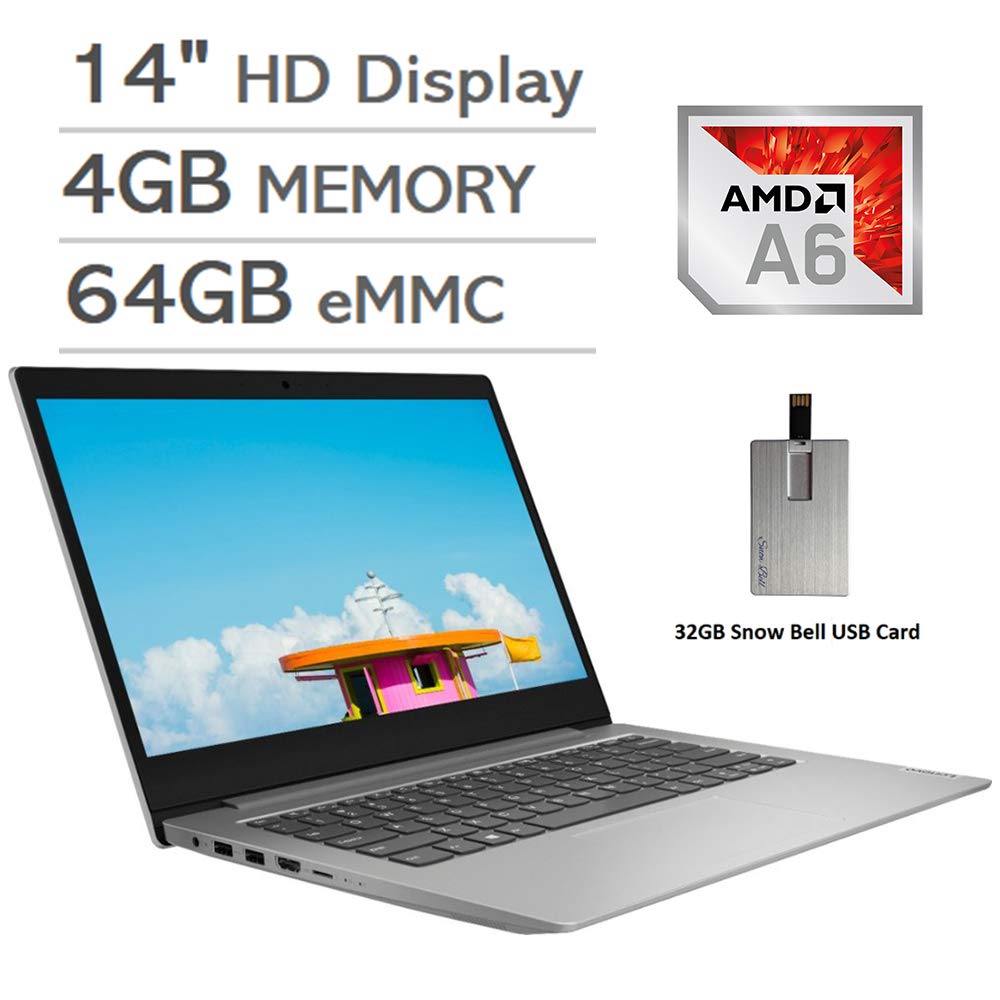 2021 Lenovo IdeaPad 14" HD Display Laptop Computer, AMD A6-9220e Processor, 4GB RAM, 64GB eMMC, 1-Ye