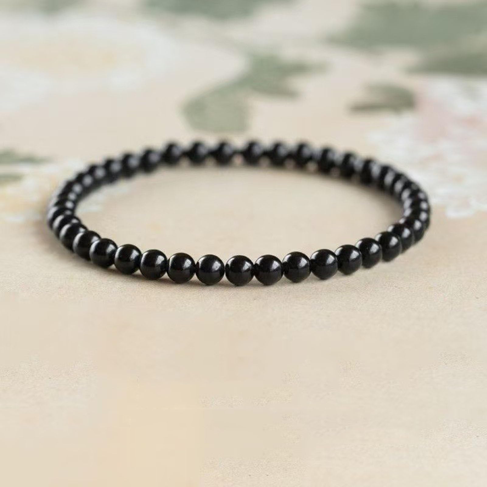 Heilendes schwarzes Obsidian-Armband, echtes vulkanisches Naturglas-Stretch-Armband zum Schutz, Erdung, Verstellbarer Steinschmuck für Männer und Frauen, Chakra-Geschenke,16MM