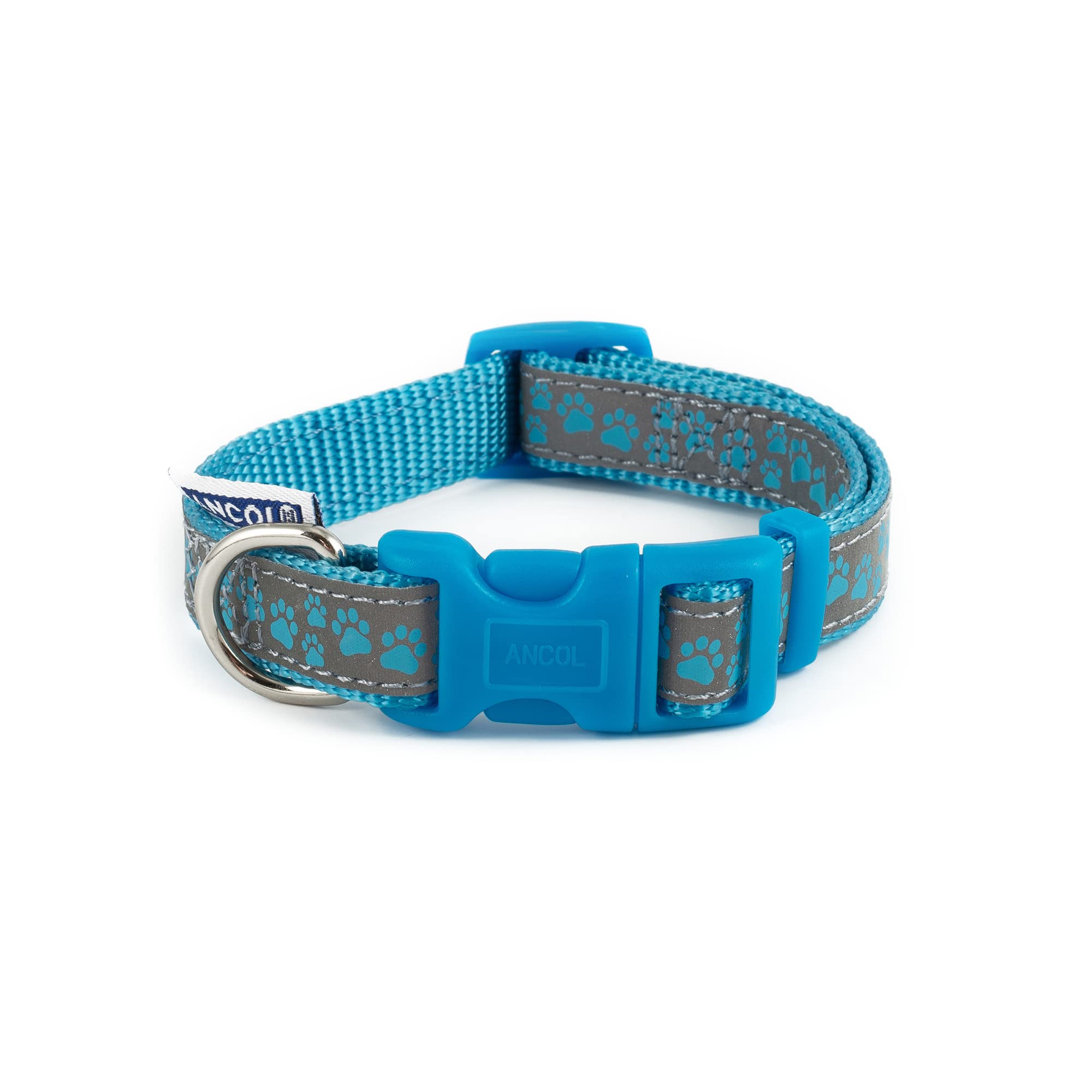 Ancol Fashion Nylon Adjustable Collar Blue Paw 20-30Cm Sz1-2 from B&Q