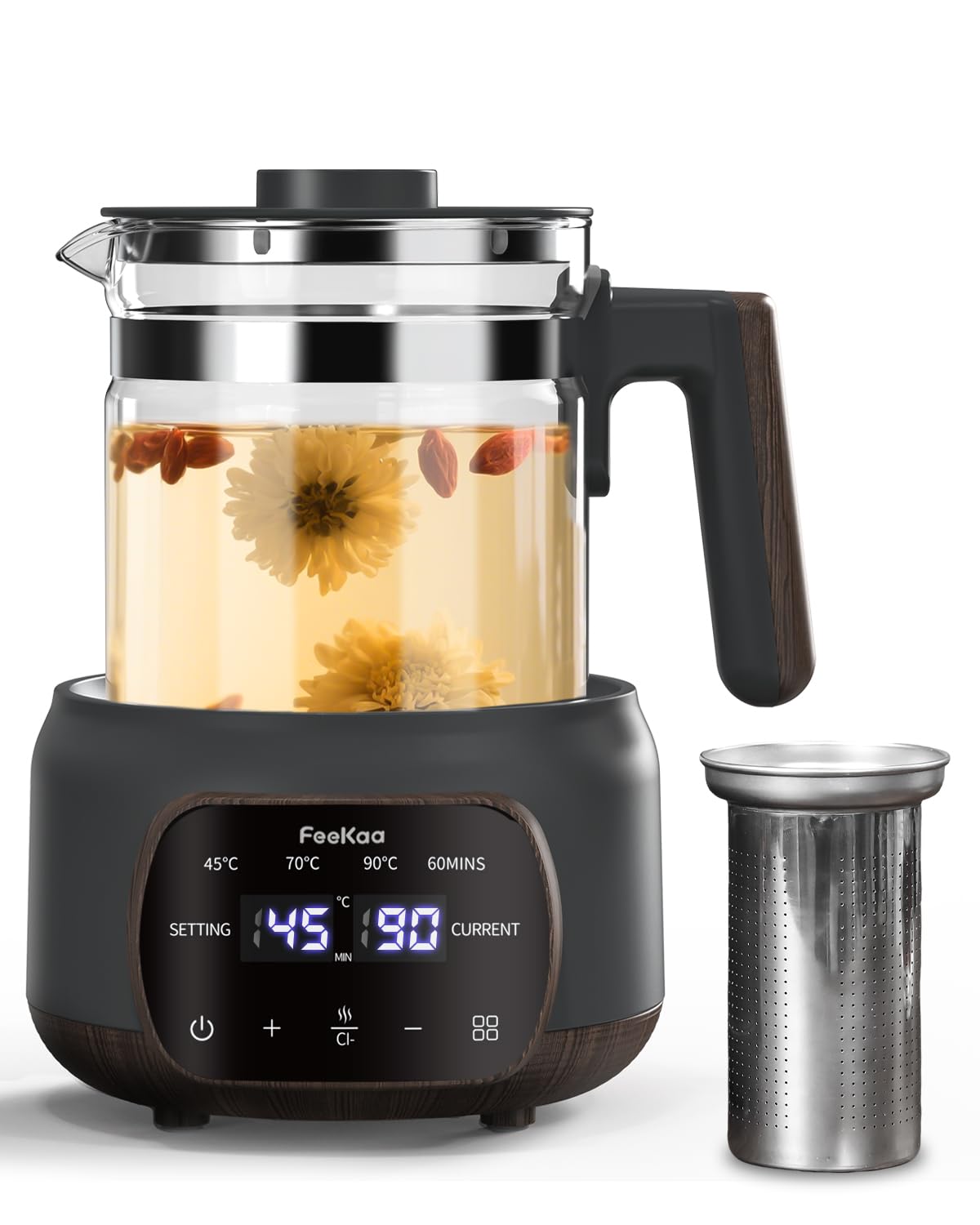 【人気】Feekaa 電気ケトル ガラス 温度調節 保温機能付き 1.3L大容量 Amazon | Feekaa 電気ケトル ガラス 温度調節 (±1℃) 72H保温機能