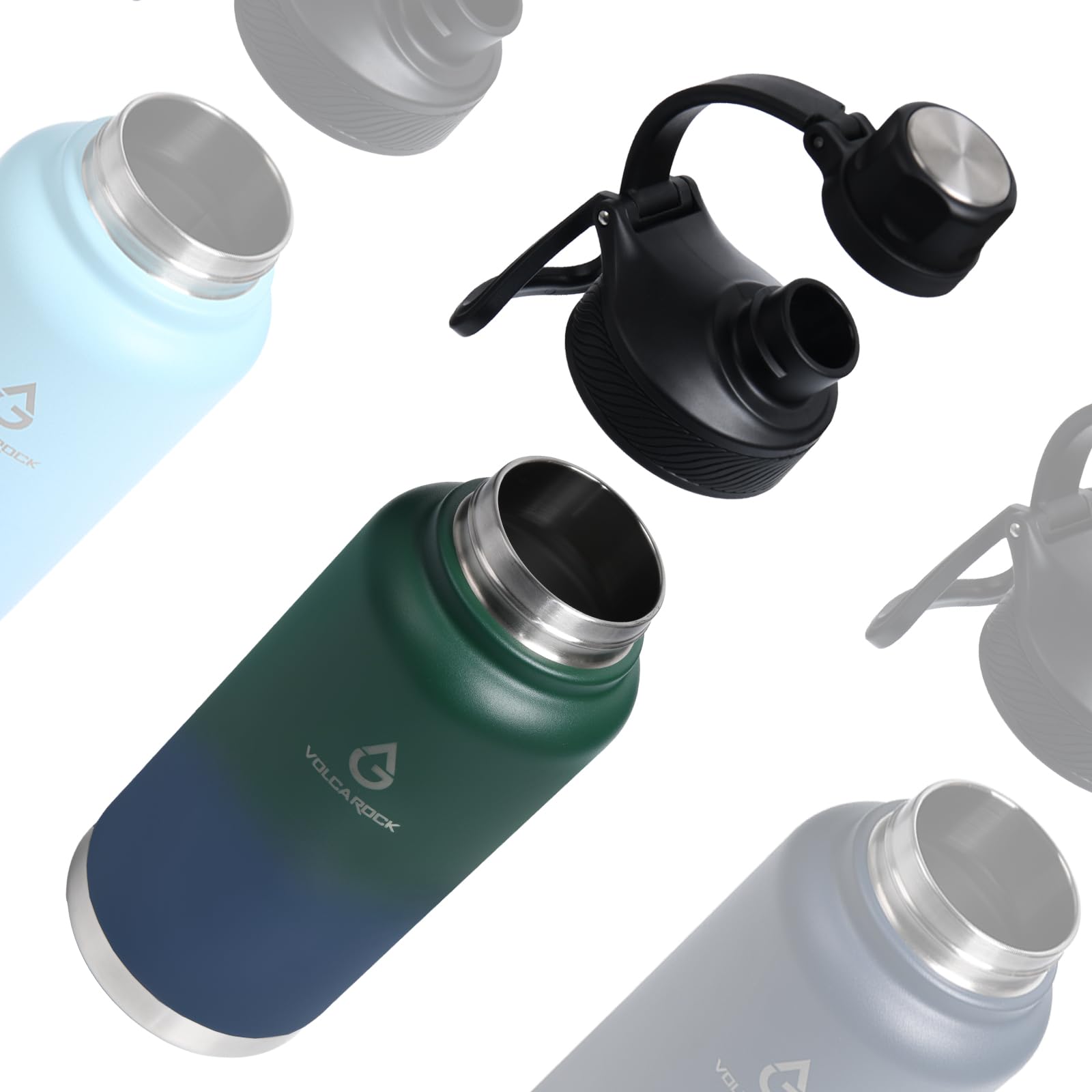 Isolierte Sport-Wasserflasche – 1,8 l Hydro-Vakuum-Isolierflasche, BPA-frei, doppelwandige Edelstahl-Wasserflasche für kalte heiße Getränke, langlebig, auslaufsicher und spülmaschinenfest