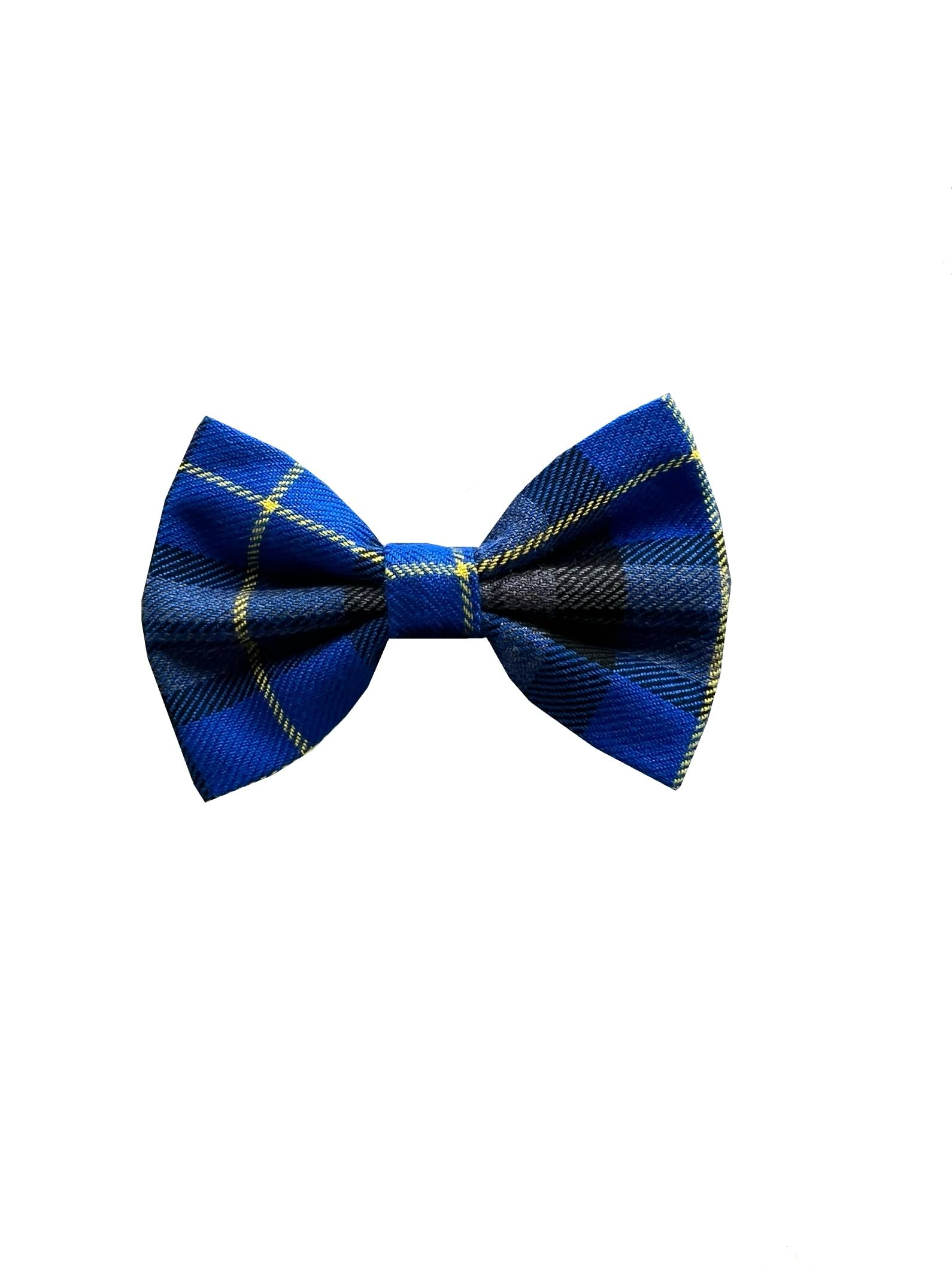 New Dogs Bow Tie Tartan woven Elastic Band attach COLLAR ACCESSORY Handmade UK (Large Tartan Blue), beige