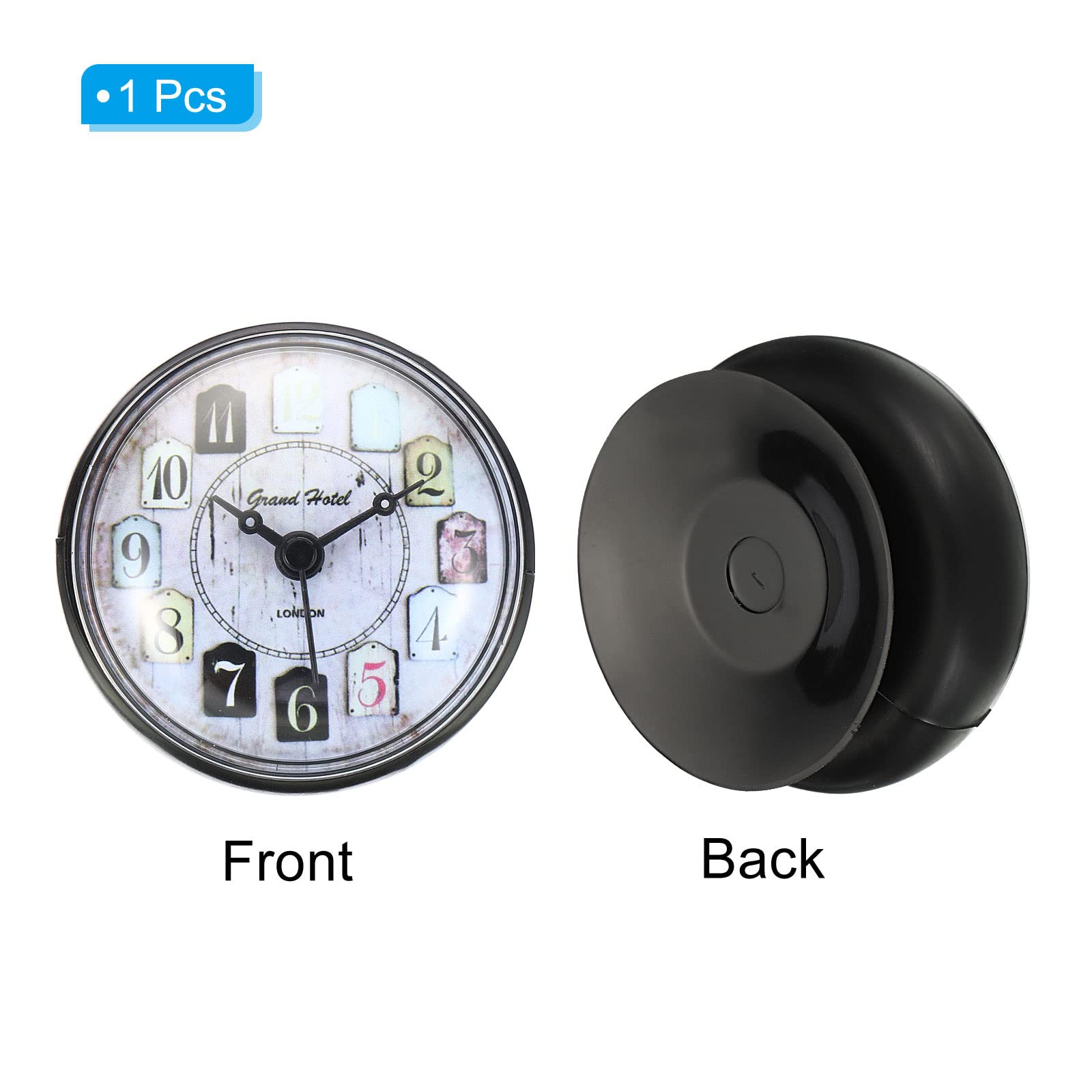 PATIKIL Impermeabile Doccia Orologio, Mini Carino Specchio Orologio Parete con Aspirazione Coppa per Bagno Cucina Casa Decorazione, Nero