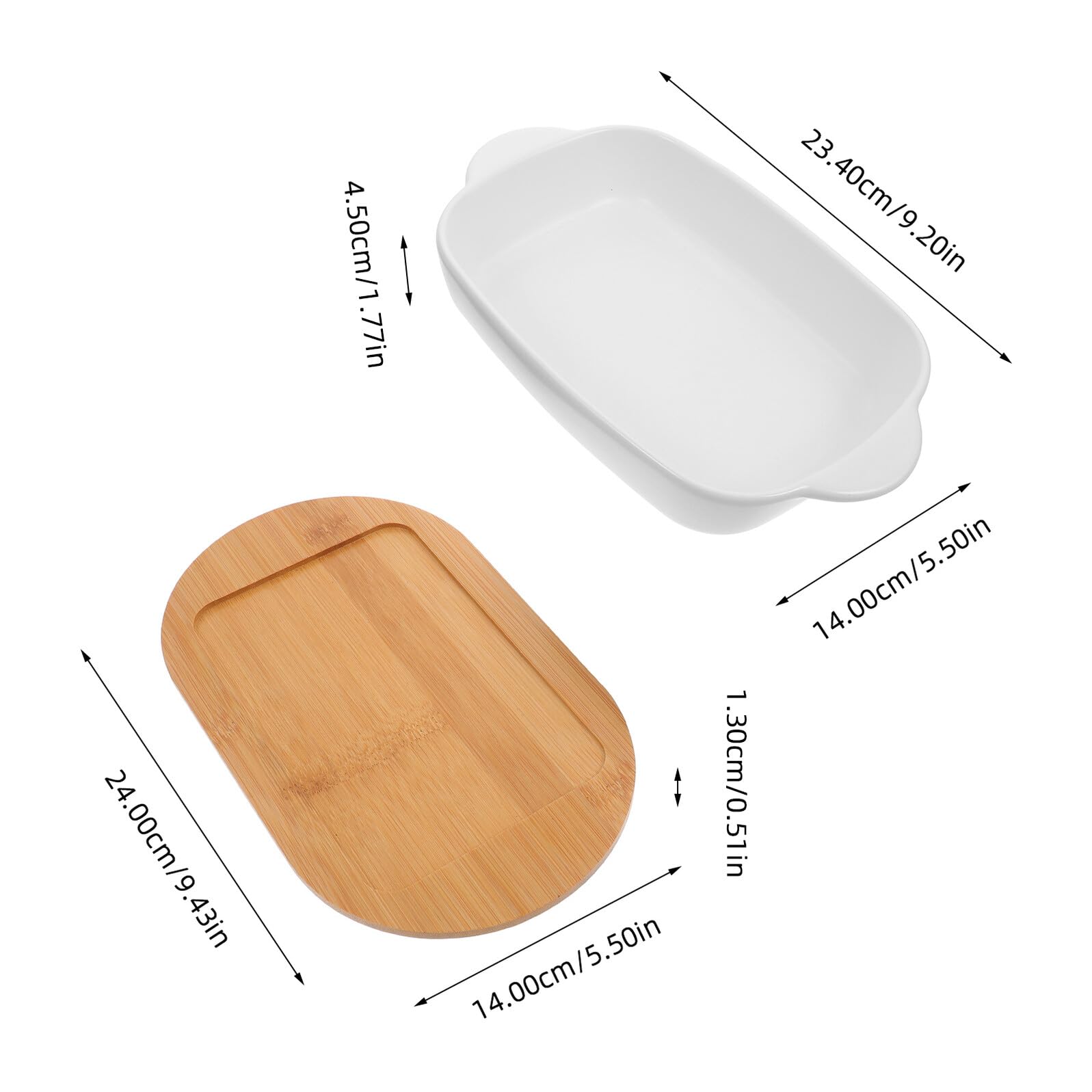 Bandeja de Cerámica con Doble Asa para Hornear, Color Blanco