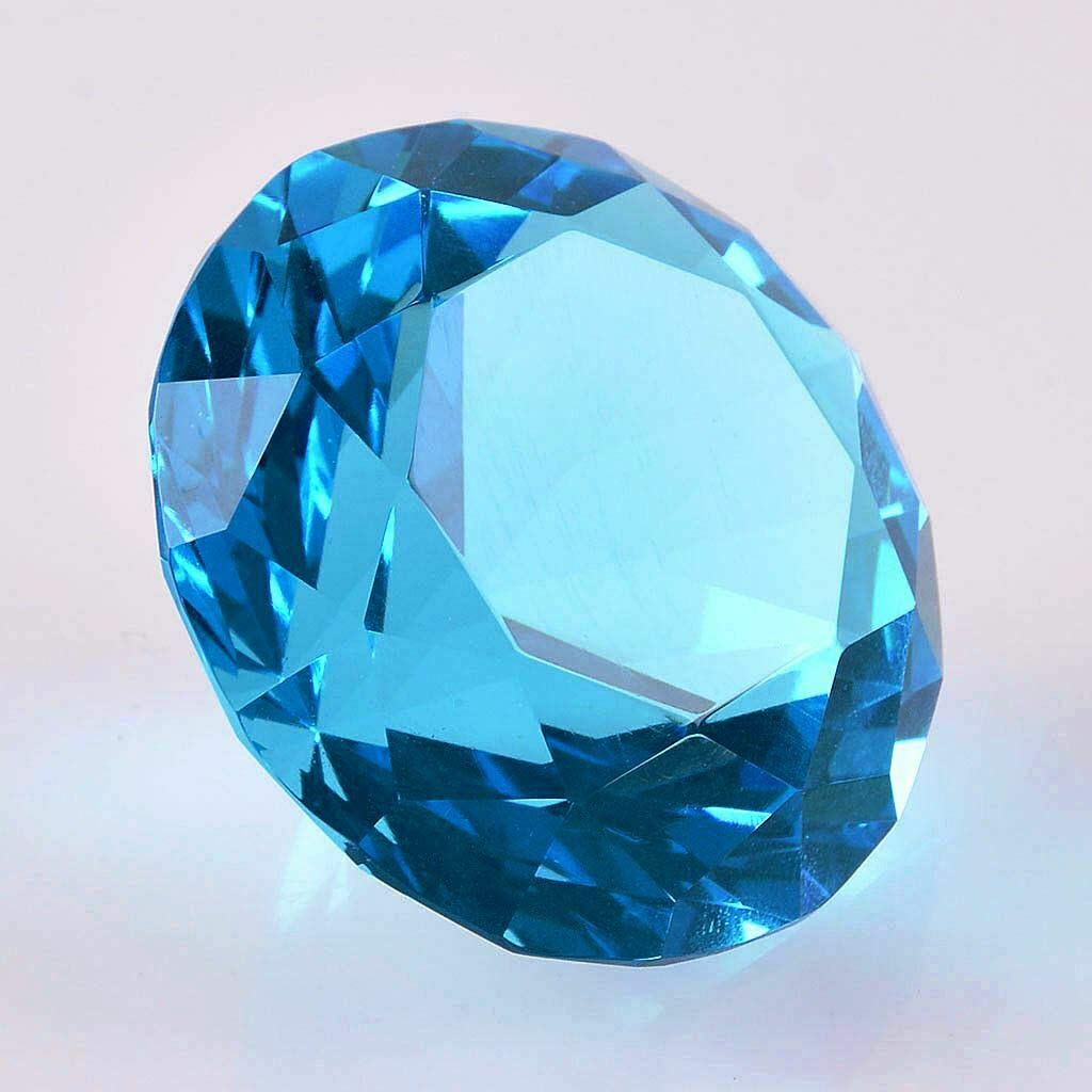 Zoogamo 4” / 100 mm Turquoise Diamond Shaped Glass Crystal Paperweight – Home Office Decor & Valentine's Day Gift Wedding Favors Centerpieces