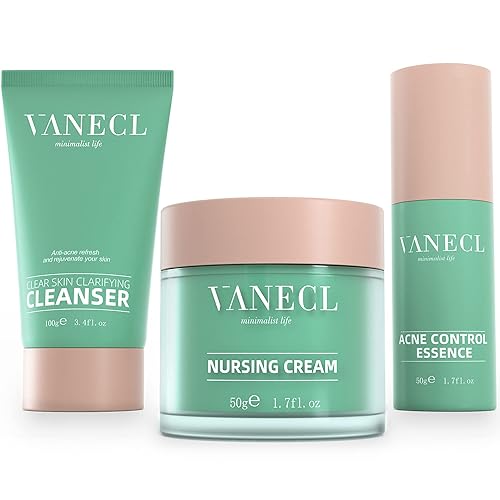 VANECL - Tratamiento rápido para el acné en 3 pasos con enjuague facial de poros claros crema reparadora nutritiva para el acné suero para