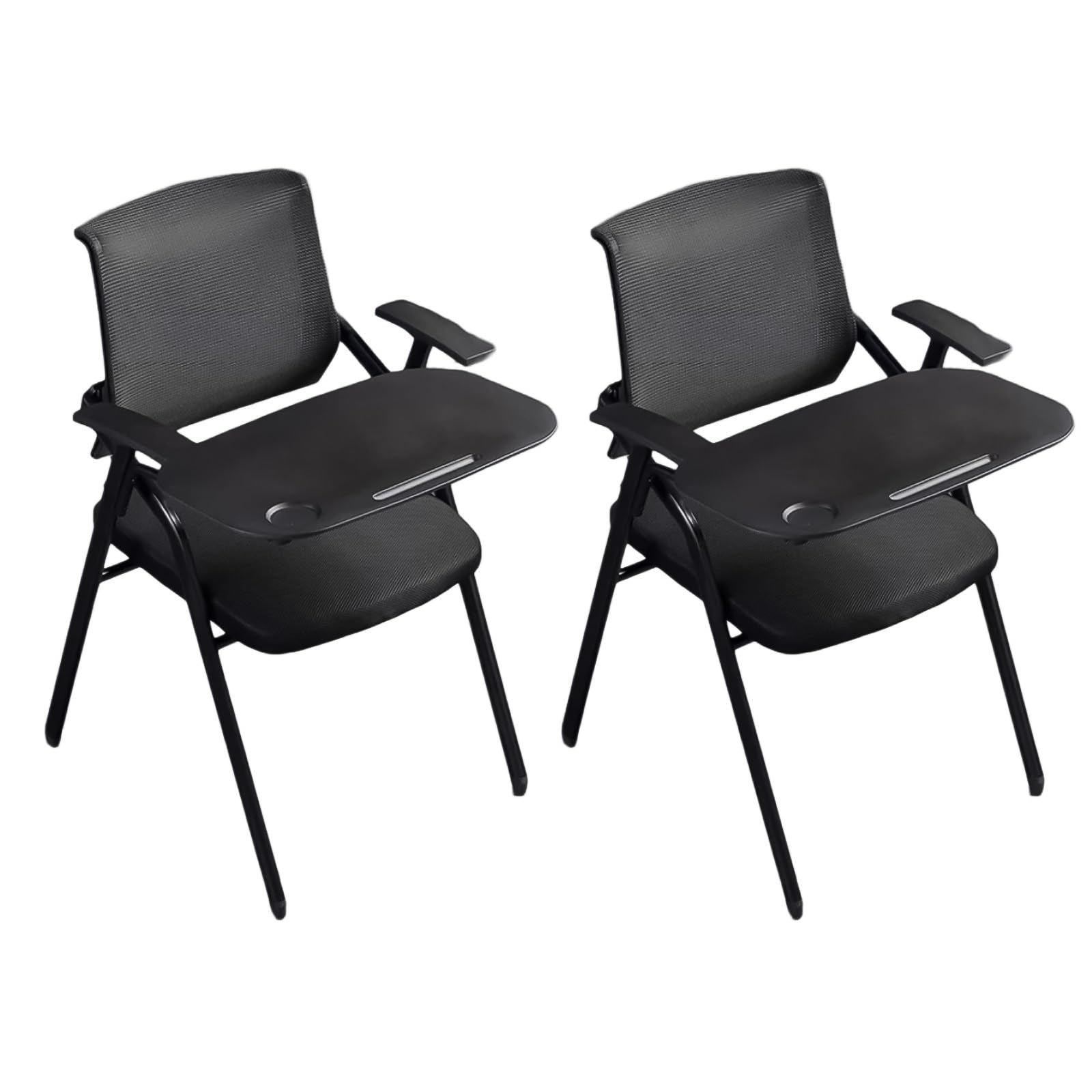 ASerZenith Set Of 2 Stackable Guest Chairs For Waiting Room Folding Conference Chairs With Armrests Office Reception Desk Seating Blue,Black-2