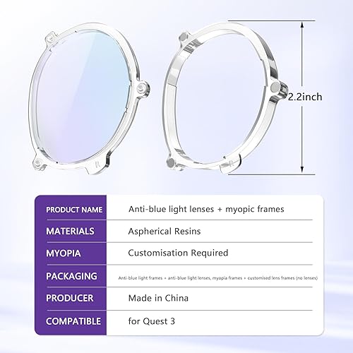 Miniatura 4 de Esimen Anti-Blue Lens Frame Compatible for Meta Quest 3 Lens Protector Accessories, Glasses Spacer, Lens Replacement, Anti-Glare, Anti-Dust, Easy to