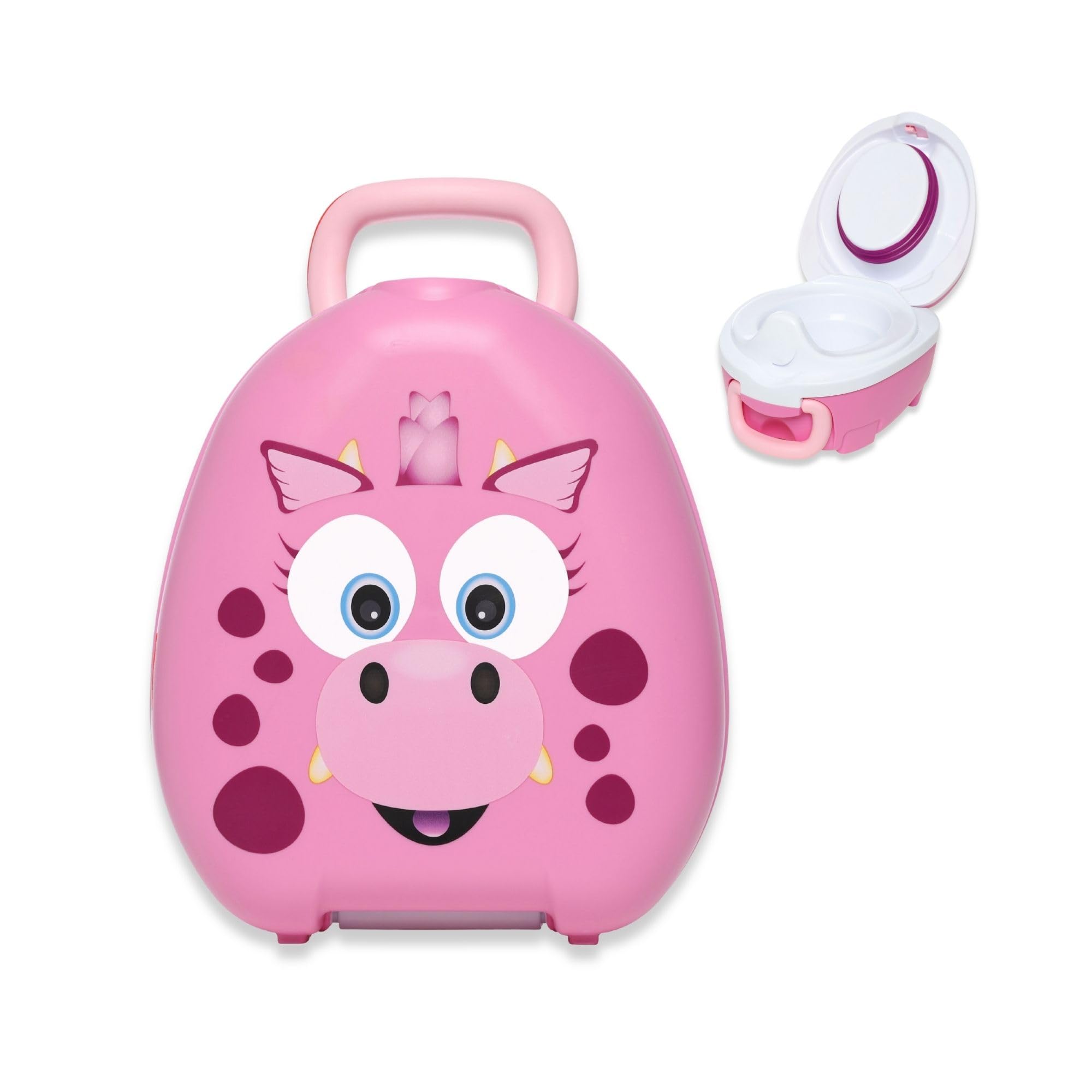My Carry Potty - Pot de Voyage Dragon Rose, Meilleur Siège de Toilette Portable pour les Tout-Petits et les Enfants à Emporter Partout