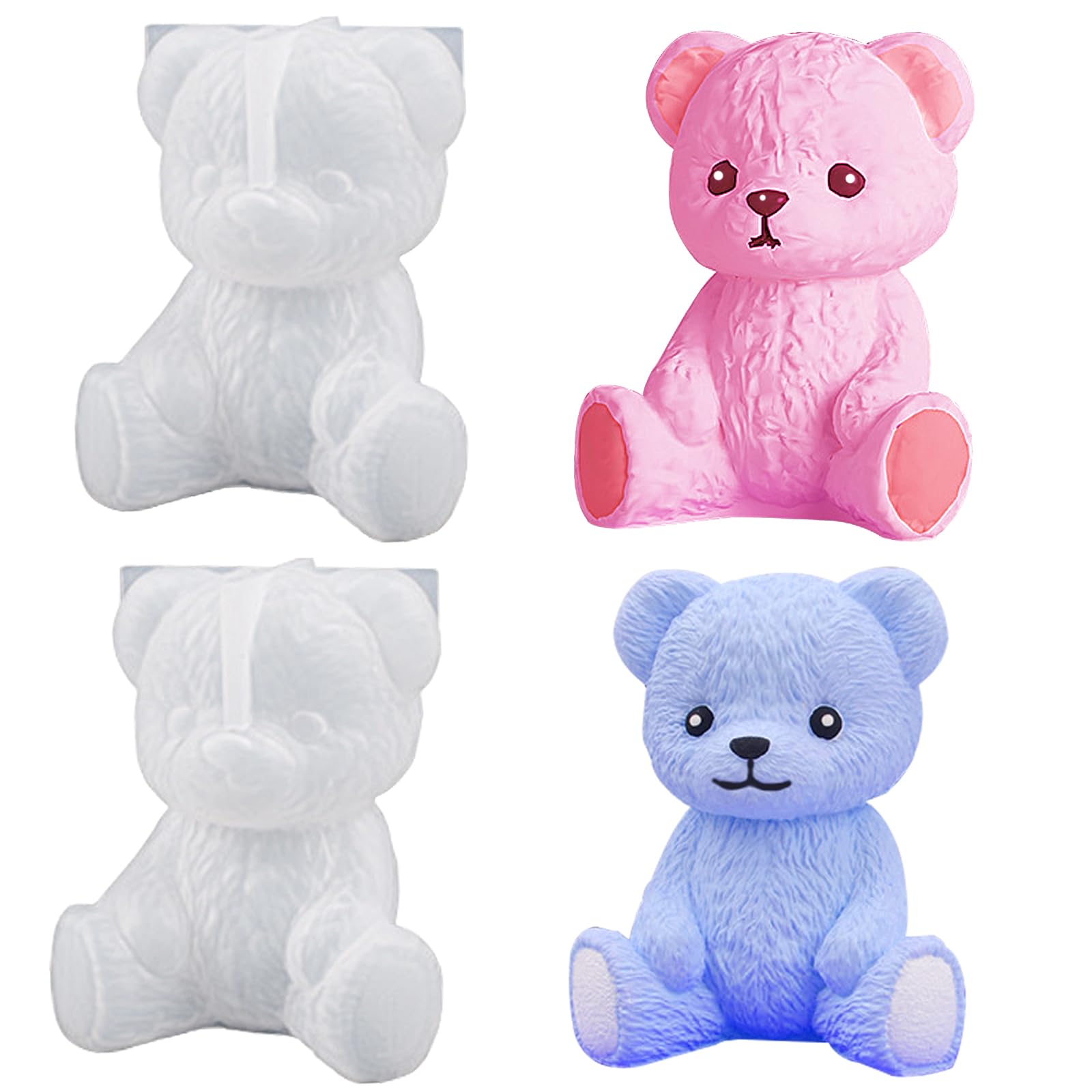 Moule silicone ours 3D pour résine époxy et pâtisserie | Lot de 2