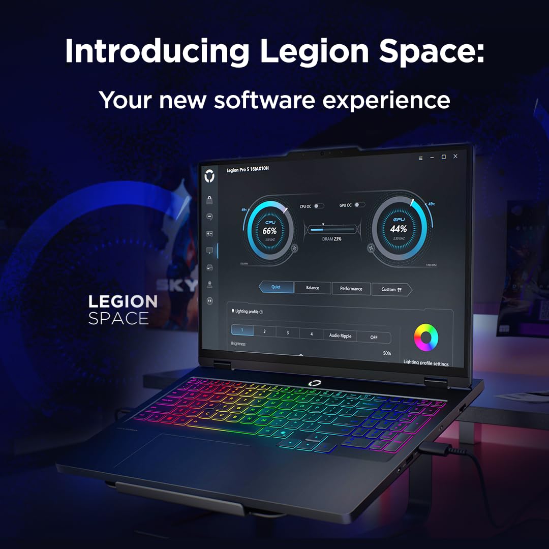Lenovo Legion 5 Gaming Laptop - Display OLED WQXGA 16" 165Hz, NVIDIA GeForce RTX™ 5070 8GB, Intel Core Ultra 9 275HX, RAM 32GB, SSD 1TB, Windows 11 Home, Tastiera RGB italiana - Eclipse Black