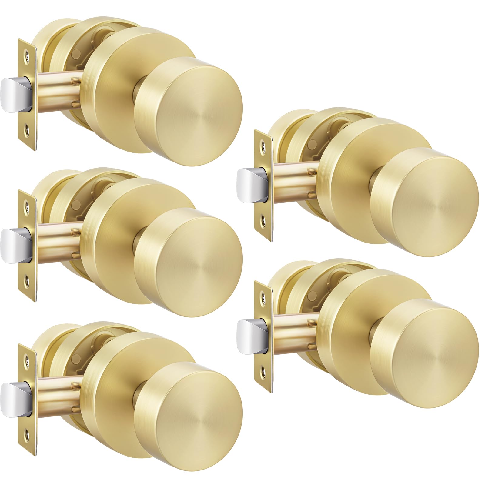 Haidms Brushed Gold Door Knobs - 6 Pack -32