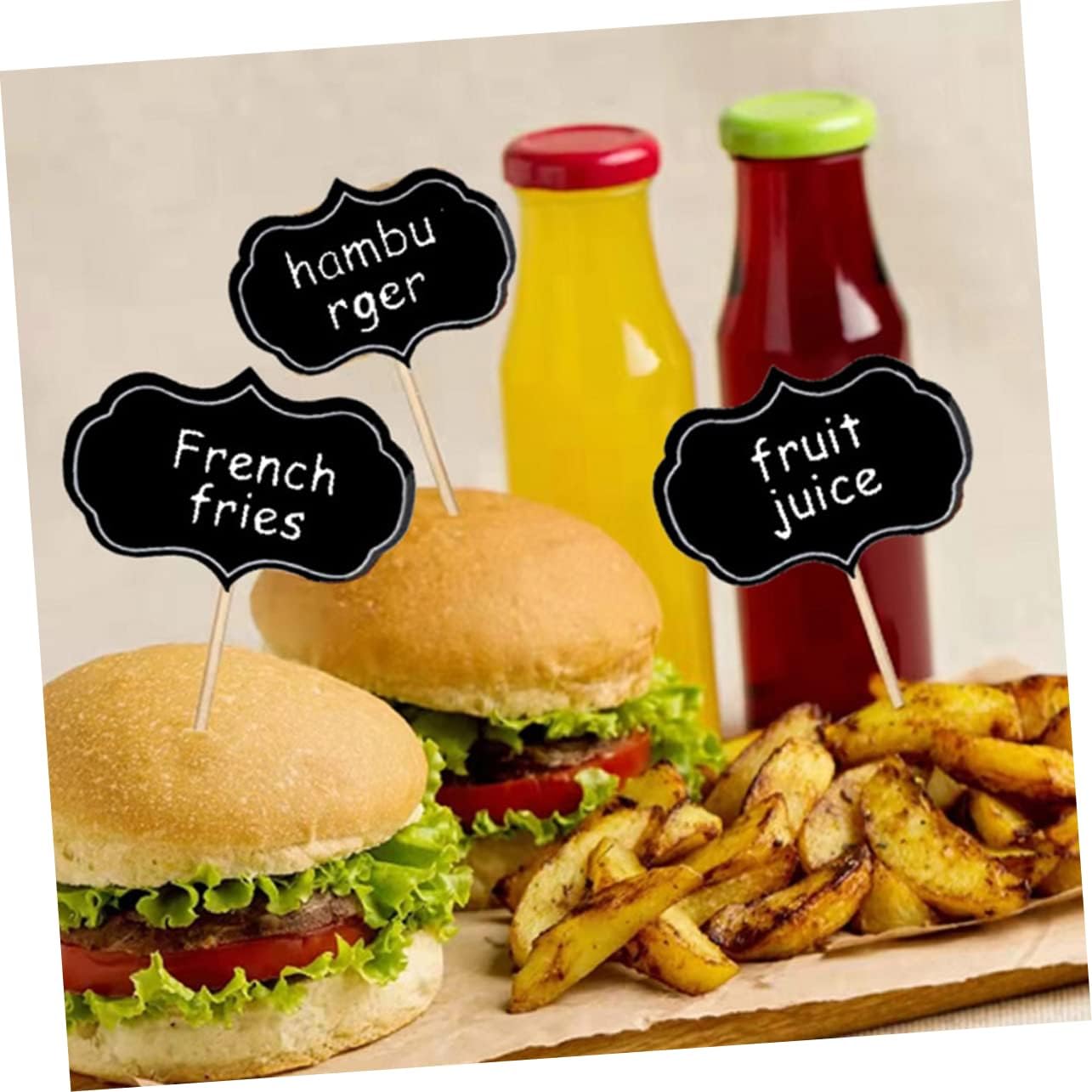 24pcs Black Paper Wood Cheese Markers for Buffet Food Identification
