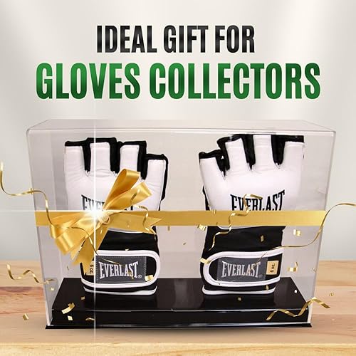 Miniatura 7 de Vitrina doble de lujo para guantes de MMA  Estuche de exhibición de guantes de lucha con base resistente y soporte  Protección UV acrílico