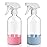 UUJOLY Plastic Spray Bottle Trigger Empty Spray Bottles Clear Refillable Container for Water, Essential Oils, Hair, Cleaning Products, Adjustable Head Sprayer and Stream, Pink + Light Blue