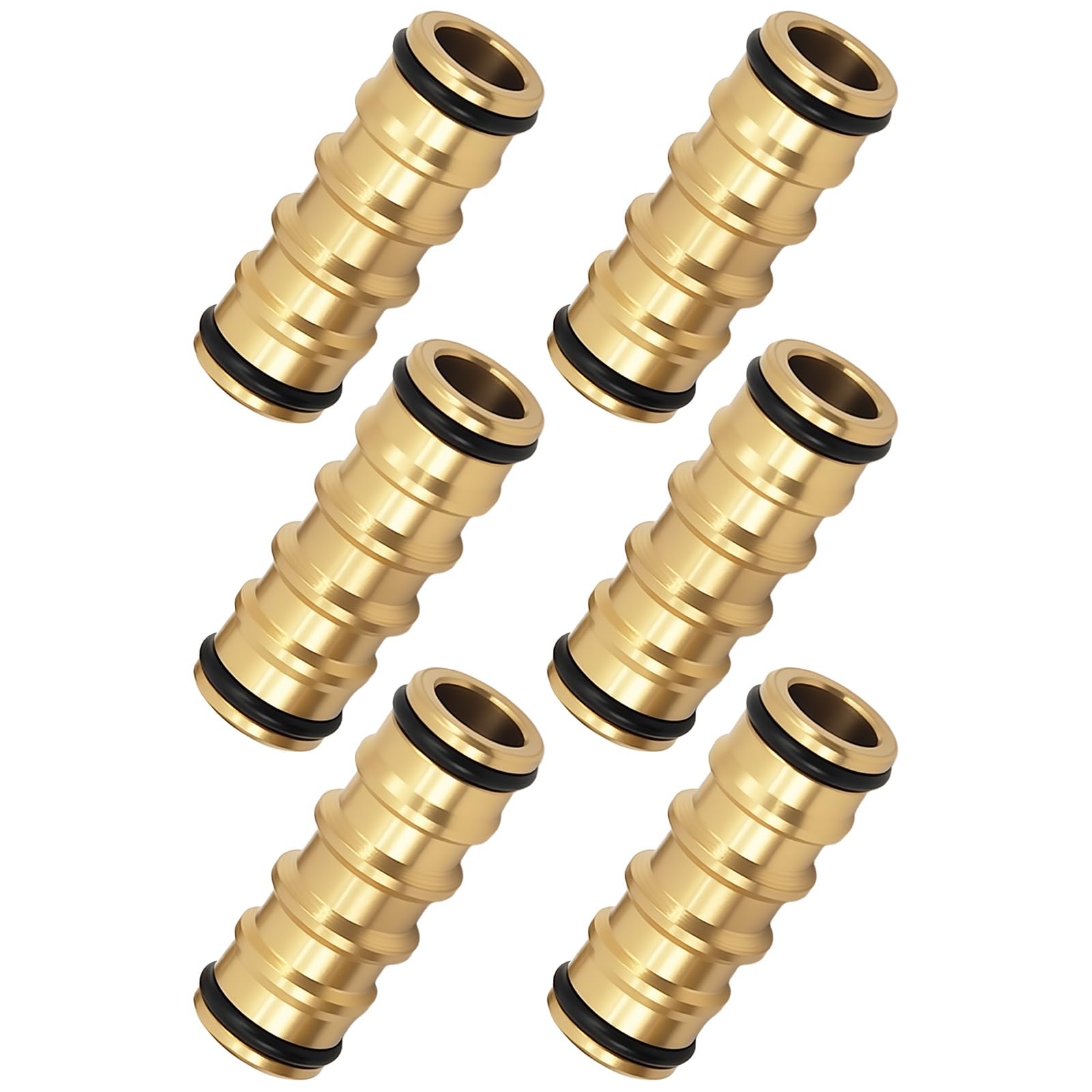 Guttiuaa 6Pcs Double Male Hose Connector, Brass End Extenders Fittings for Garden Hose Join Pipe Tubes