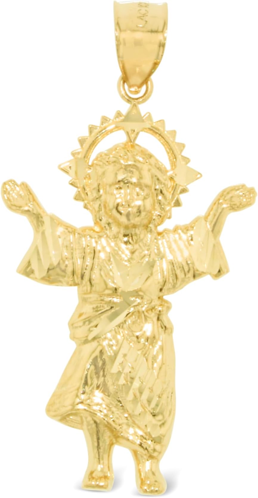 Ciondolo Charm Floreo Oro Giallo 10k Bambino Gesù Divino Ni�o - Foto 7 di 12