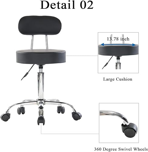 Miniatura 7 de Artechwoks - Taburete redondo de masaje de piel sintética con altura ajustable giratorio para spa, salón médico, taburetes de oficina en casa, silla