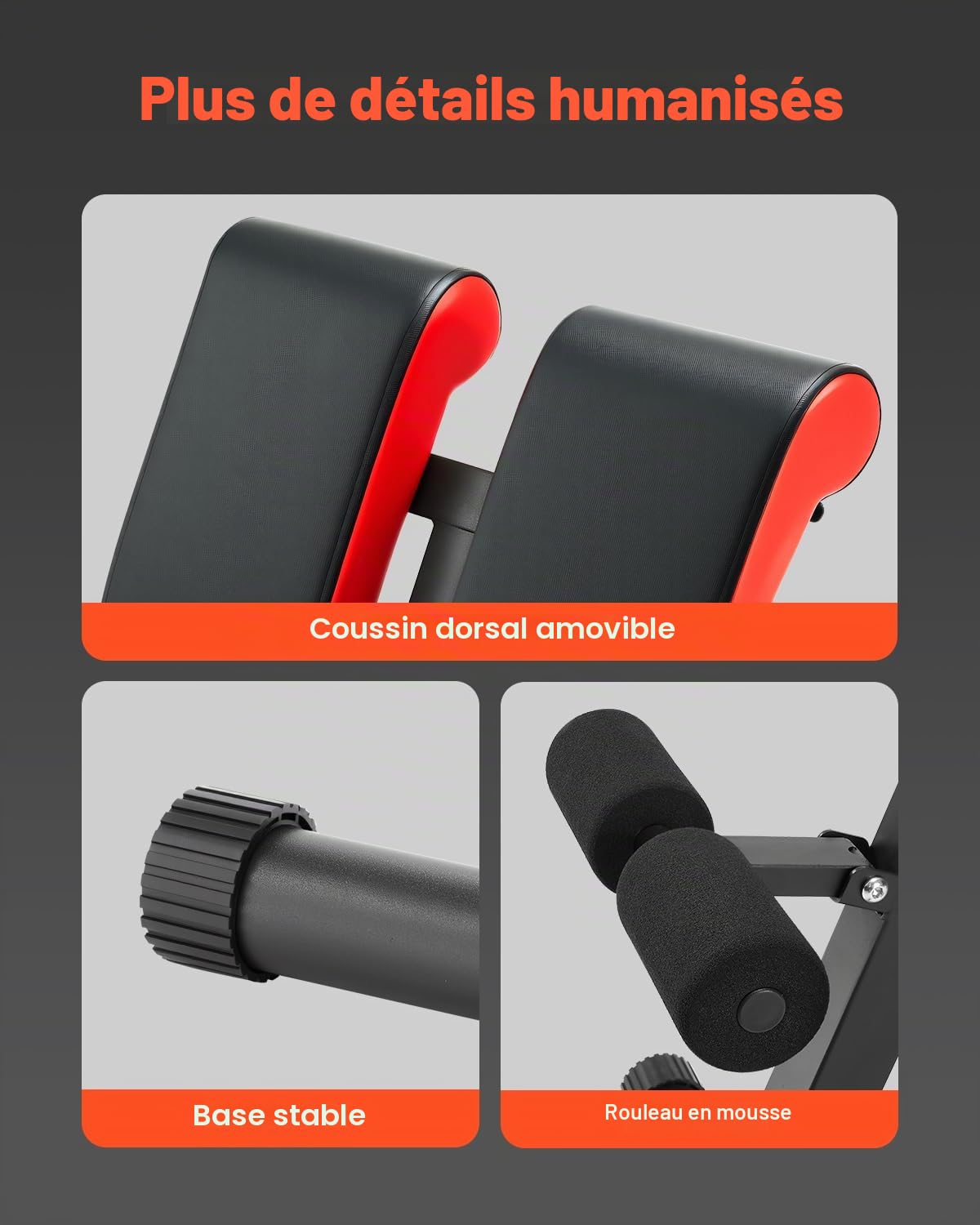 VEVOR Banc de Musculation Multifonction pour Entraînement Complet du Corps, Banc Lombaire Hyperextension Réglable et Pliable, Chaise Romaine Capacité 150 kg, Équipement pour Fitness Dos Bras Abdomen