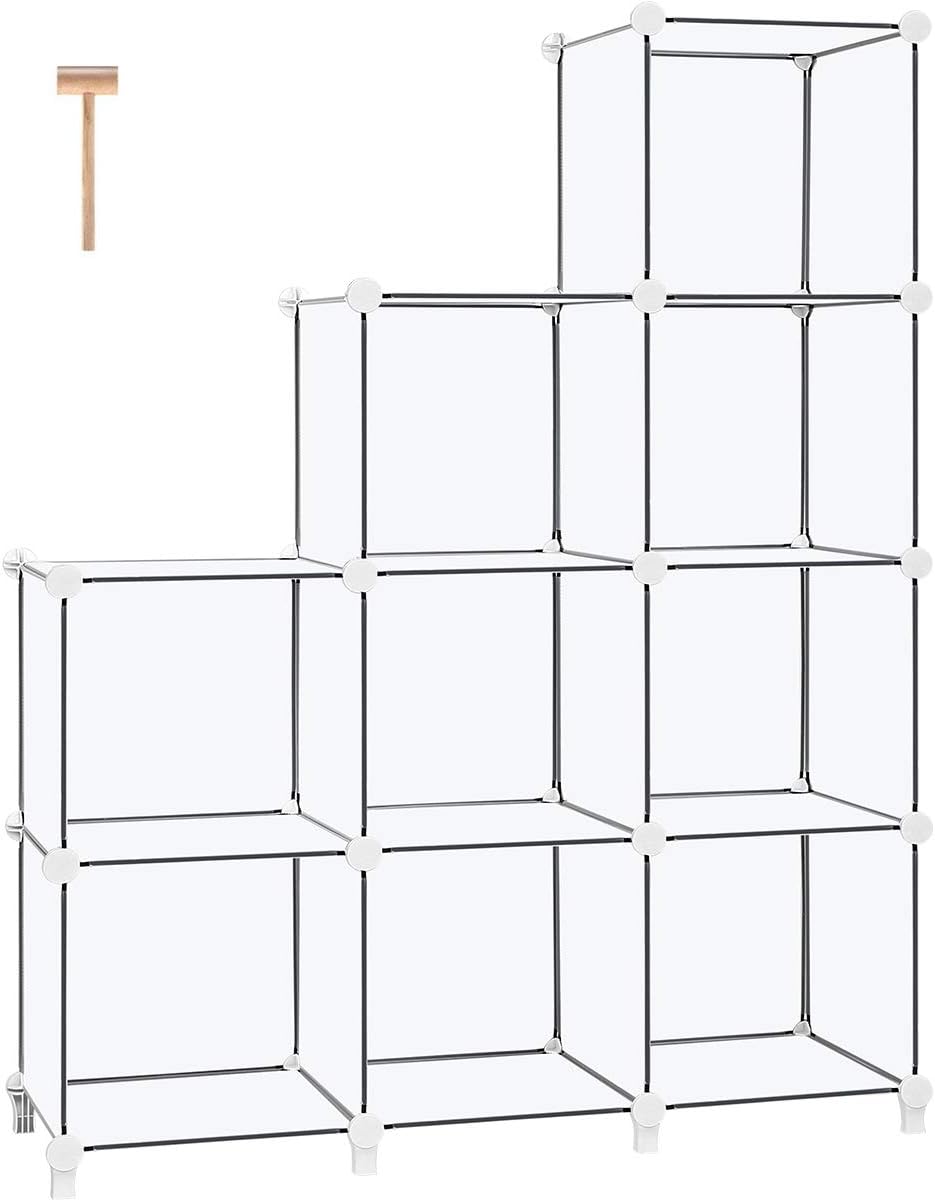 TomCare Cube Storage 9-Cube Book Shelf Storage Shelves Cube Organizer Closet Organizer Shelves Plastic Bookshelf Bookcase DIY Closet Cabinet Organizers Shelving for Bedroom Office Living Room, White