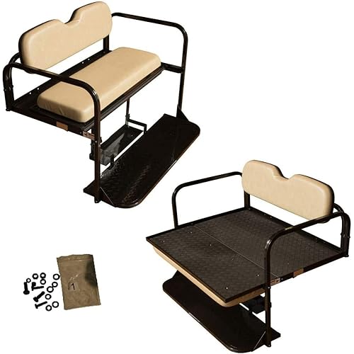 Performance Plus Carts EZGO RXV Golf Cart Flip Folding Rear Seat Kit | Compatible with 2008-Up Models (Stone)