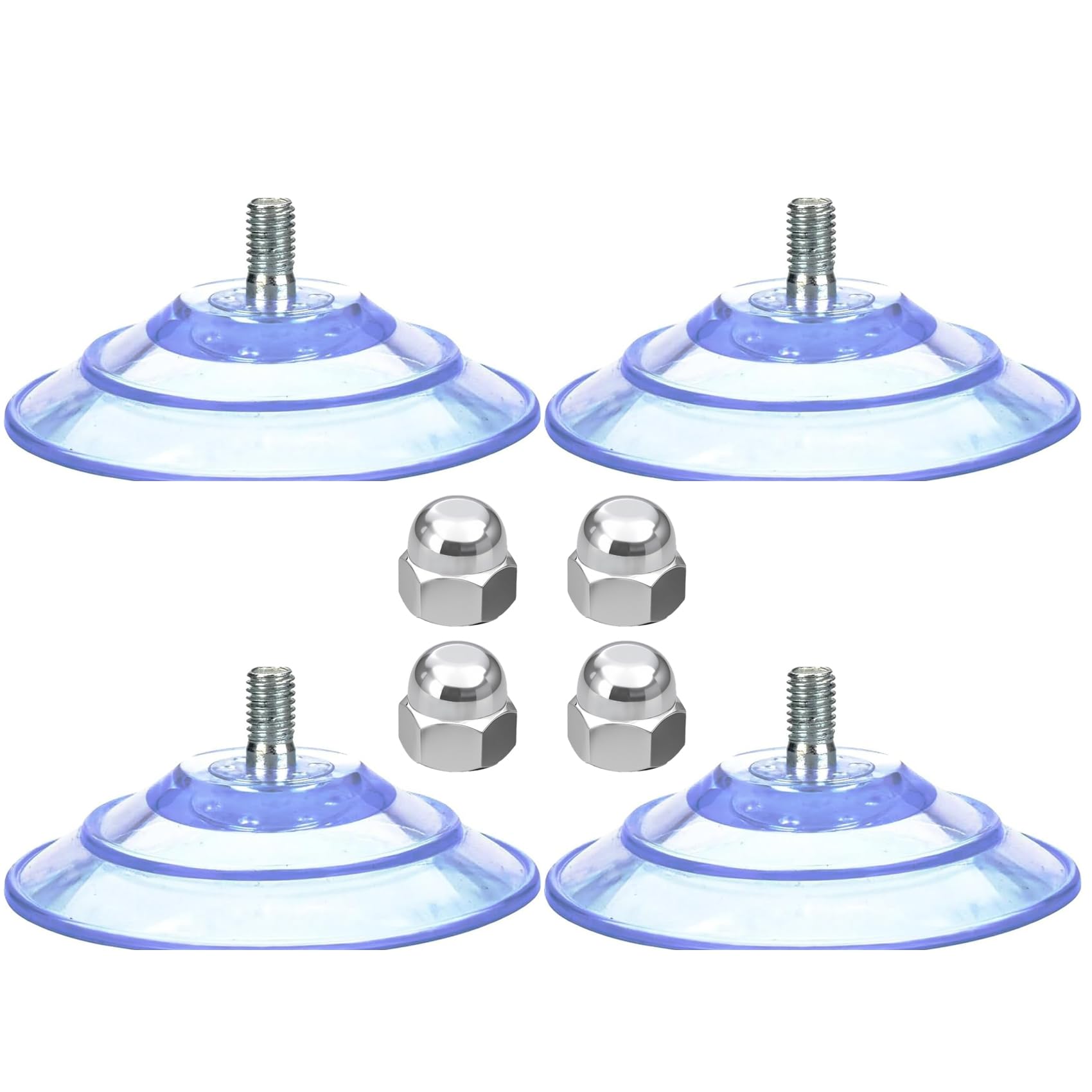 4PCS 85mm/3.4 "PVC or Cap nut Screw Suction Cup,4-Piece Transparent Suction Cup, with Stainless Steel M8 Screw nut, Super Strong Glass Suction Cup Bracket