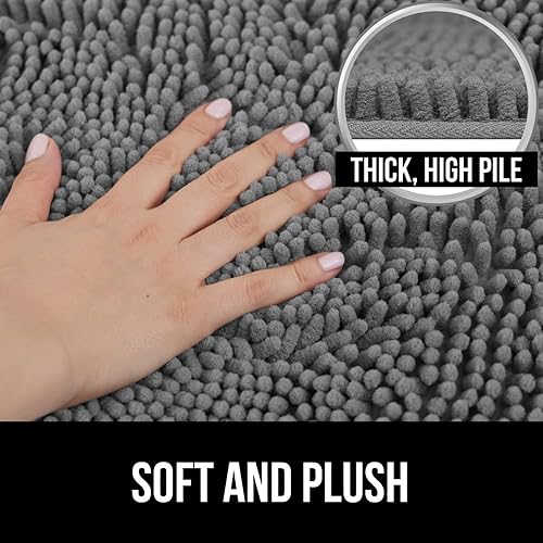 Miniatura 2 de Gorilla Grip Juego de cortina de ducha con diseño de gofres, incluye tapete de baño e inodoro de 30 x 20 pulgadas, microfibra de secado rápido,