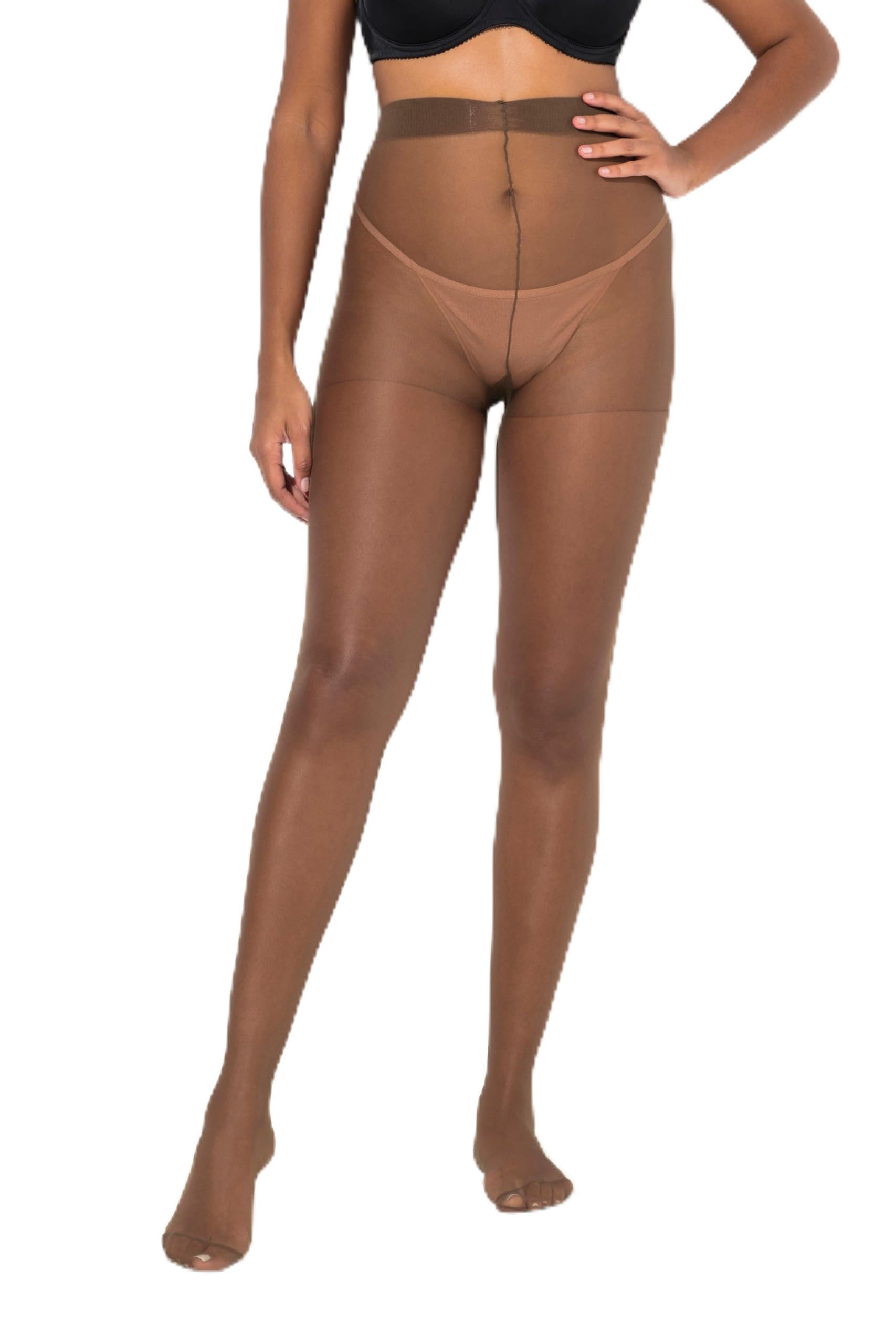 Ulla Popken Women's Brown Wear Plus Size Curvy 20 Denier Semi-Sheer Pantyhose Mocca 22/24 668120341-48+