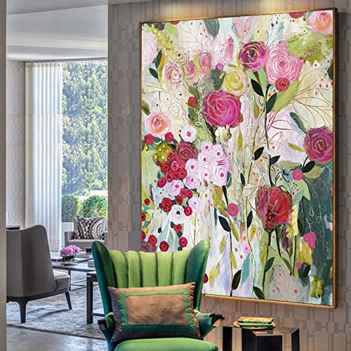 Tableau abstrait floral nature morte multicolore pour sublimer votre restaurant et