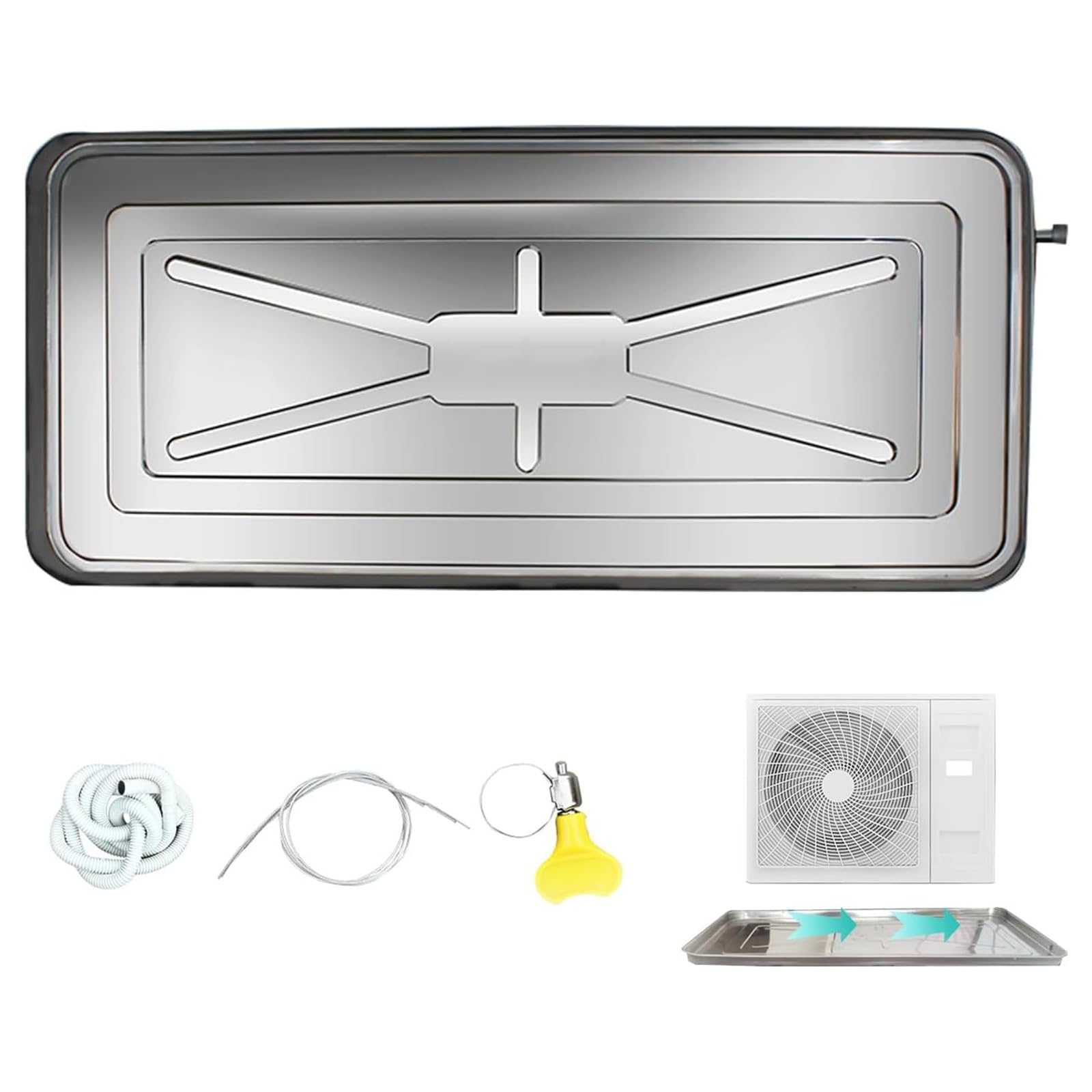 SBCWH Air Conditioner Drain Pan Kit, Stainless Steel Condensate Drain Pad Air Conditioner Water Drip Tray, for Universal Split Air Conditioner Heat Pump Systems (Color : 2-3P, Size : 3m Hose)