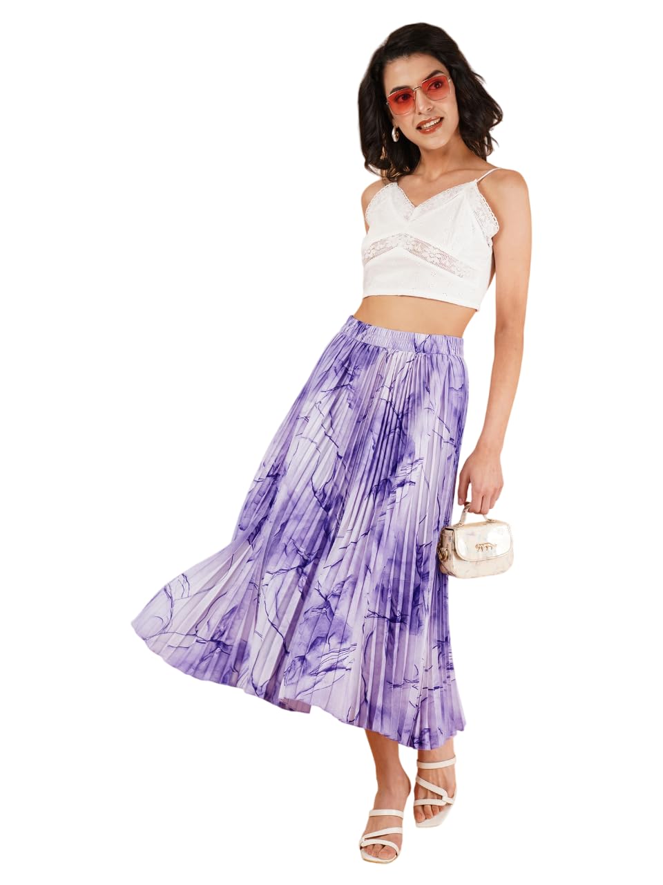 lookshine | Skirt for Women's | Midi Skirt for Women's | Abstract Printed Skirt | Comfortable Elistic | Chic and Fashionable | Western Skirt-picture-22
