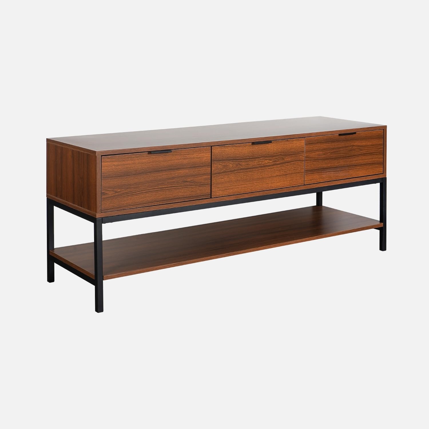 sweeek Mobile TV in Noce con 3 cassetti, 130cm, Walnut, Marrone, 130x40x53.5 cm