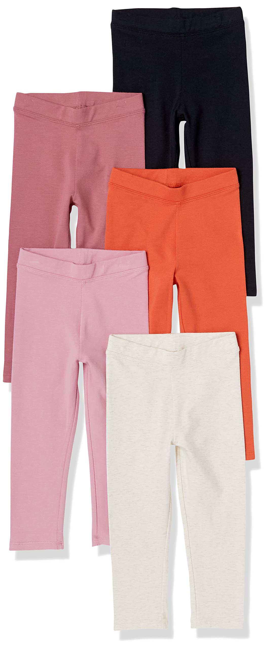 Amazon Essentials Girls' Cotton Stretch Leggings, Multipacks