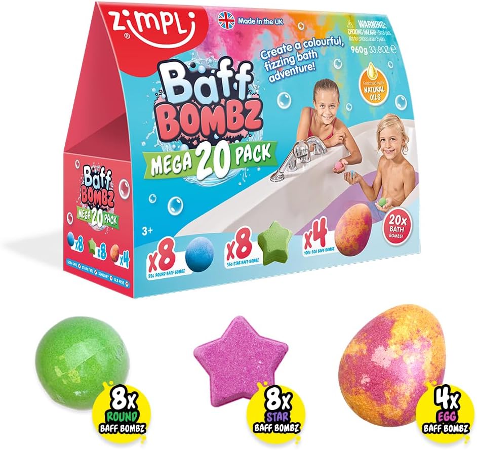 20 x Bath Bombs Mega Value Pack from Zimpli Kids, Create a Colourful