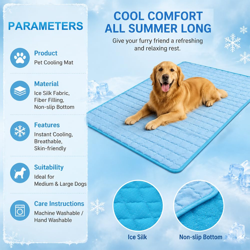 CEWROM Tappetino Refrigerante per Cani Grandi Tappetino Rinfrescante per Gatti Impermeabile Antiscivolo Tappeto Refrigerante Cane per Viaggio Macchina Cuccia Casa