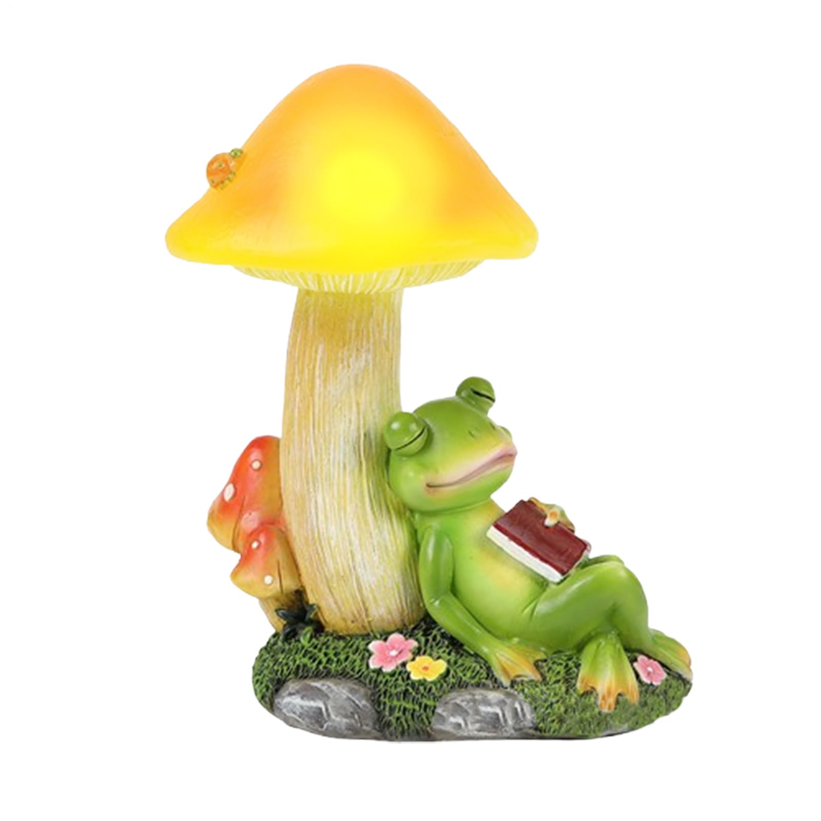 Grenouille solaire de jardin et son champignon lumineux pour embellir votre terrasse