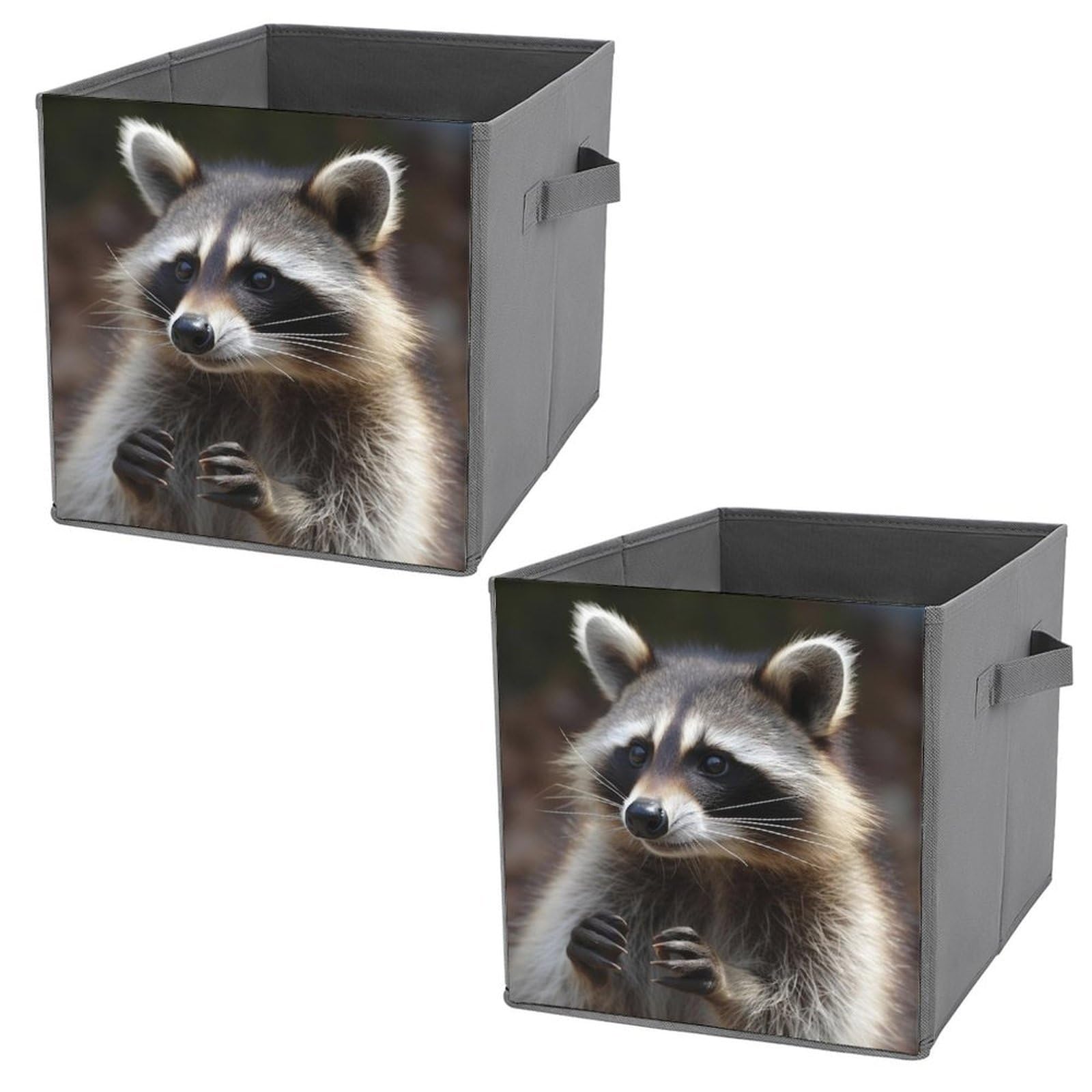 NONHAI Collapsible Storage Bins with Dual Handles Fabric Storage Basket Foldable Cubes Organizer Baskets Raccoon Storage Boxes for Organizing Clothing Cube Storage Organizer Bins