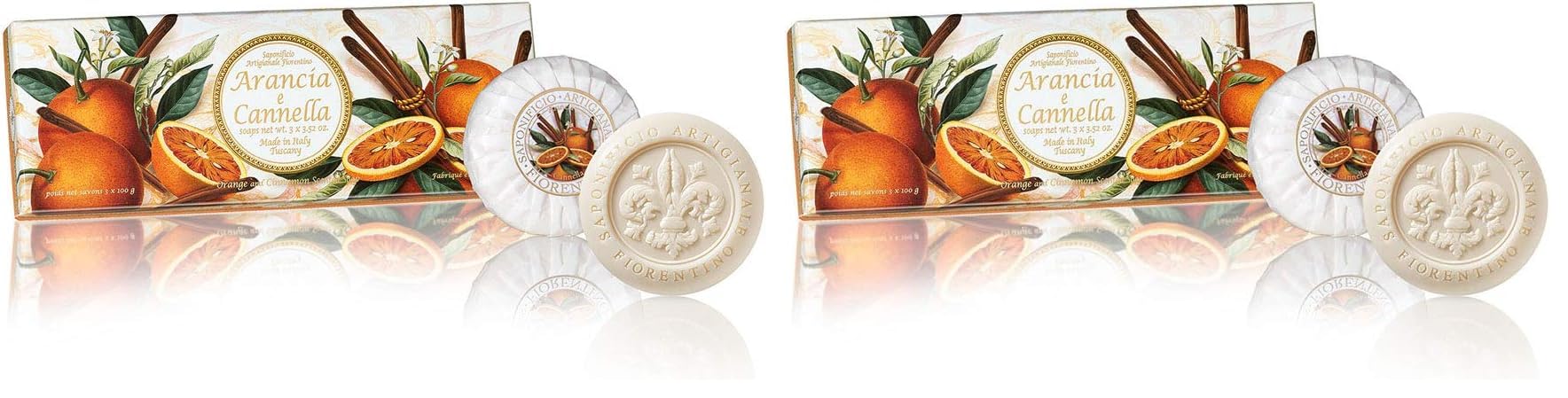 Saponificio Artigianale Fiorentino Sabun 3x100 Gr - Orange And Cinnamon (2 paketi)