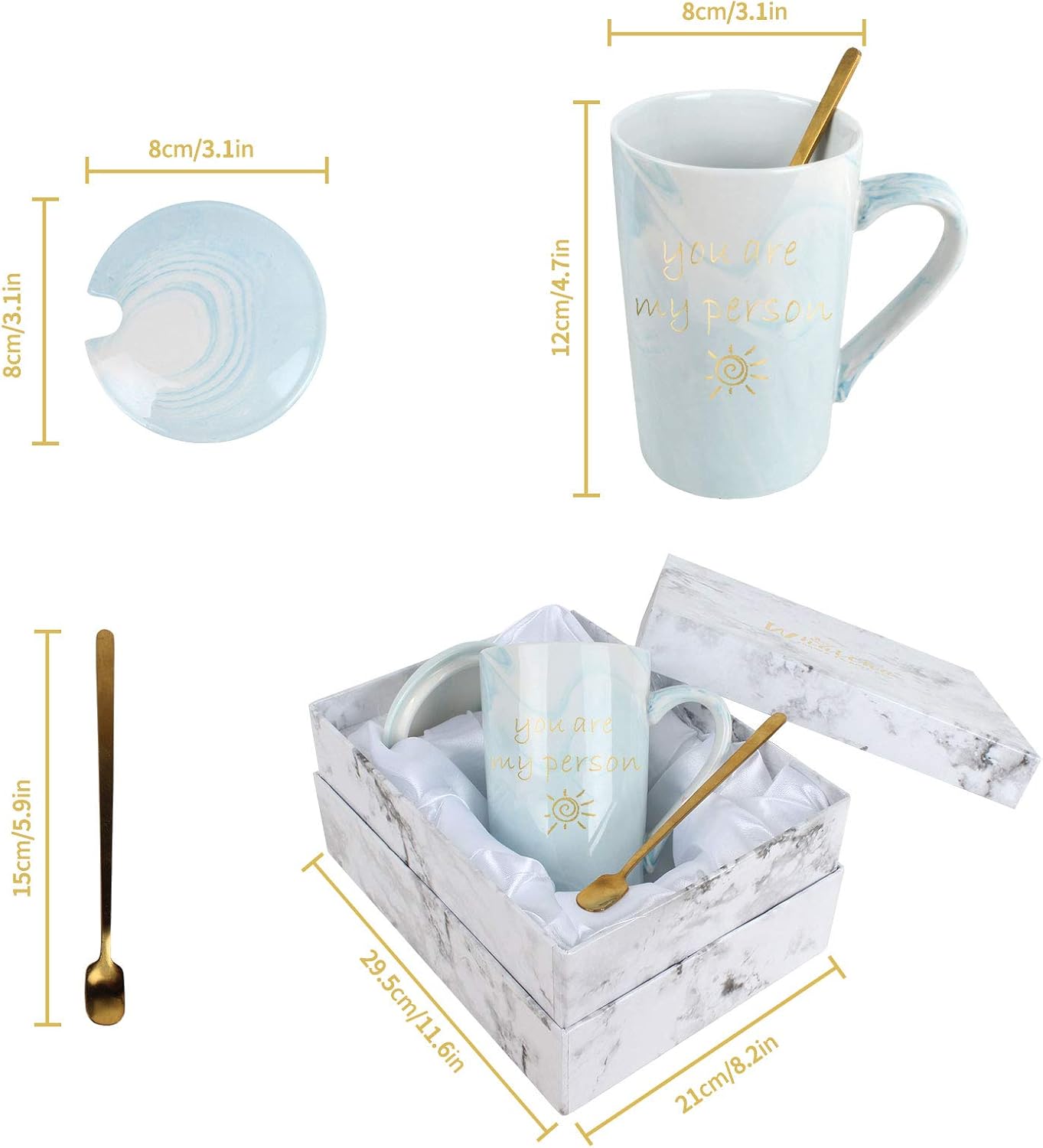 Tесh Dеаlѕ 🔥 WHATCHA You Are My Person Coffee Mug Tea Cup - Friendship Birthday Valentine's Day Gifts for Best Friend Boyfriend Girlfriend Husband Wife Sister - 14oz Ceramic Blue