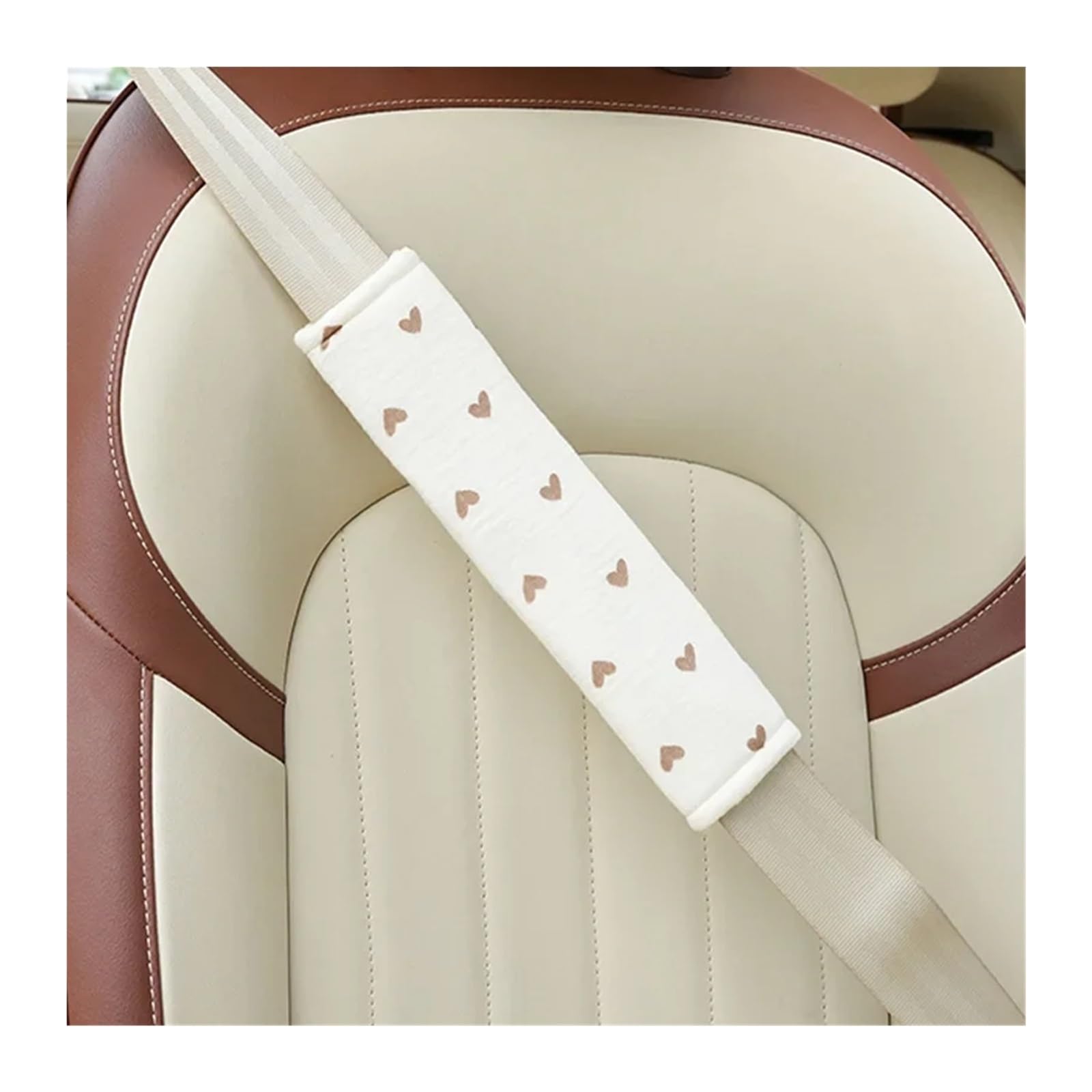 Seat Belt Pads Car Seat Belt Shoulder Protector Car Seat General Ladies Four Seasons Cute Cartoon Car Safety Belt Protective Cover(Brown pads)