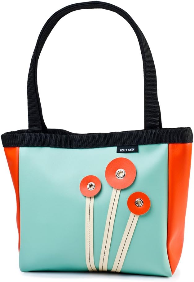 Poppy Coupe Small Tote, Jade/Orange