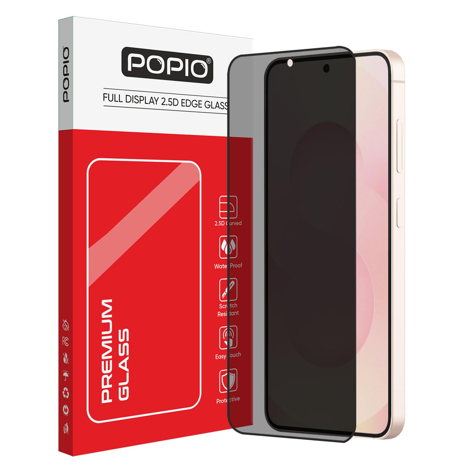 POPIO Privacy Military-Grade Tempered Glass for Samsung Galaxy S25 – Anti Spy Screen Protector Guard (Pack of 1)