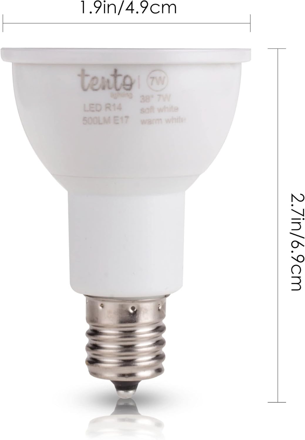 tento Lighting E17 R14 LED Reflector 40w Halogen Replacement Intermediate Base Spotlight (White)