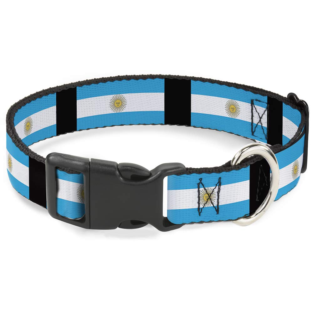 Buckle-Down PC-W30109-WL Argentina Flags Plastic Clip Collar, Wide Large/18-32"
