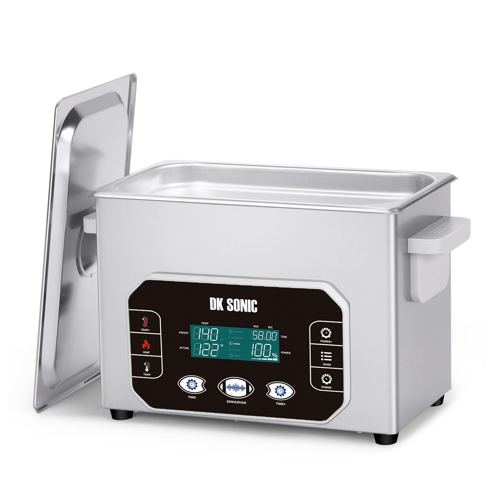 DK SONIC Pulitore a Ultrasuoni Professionale 4L 120W, Vasca Ultrasuoni di Precisione con Controllo Touch intelligente, Cinque Modalità per Occhiali, Catene, Orologi, Monete (Cestello Incluso)