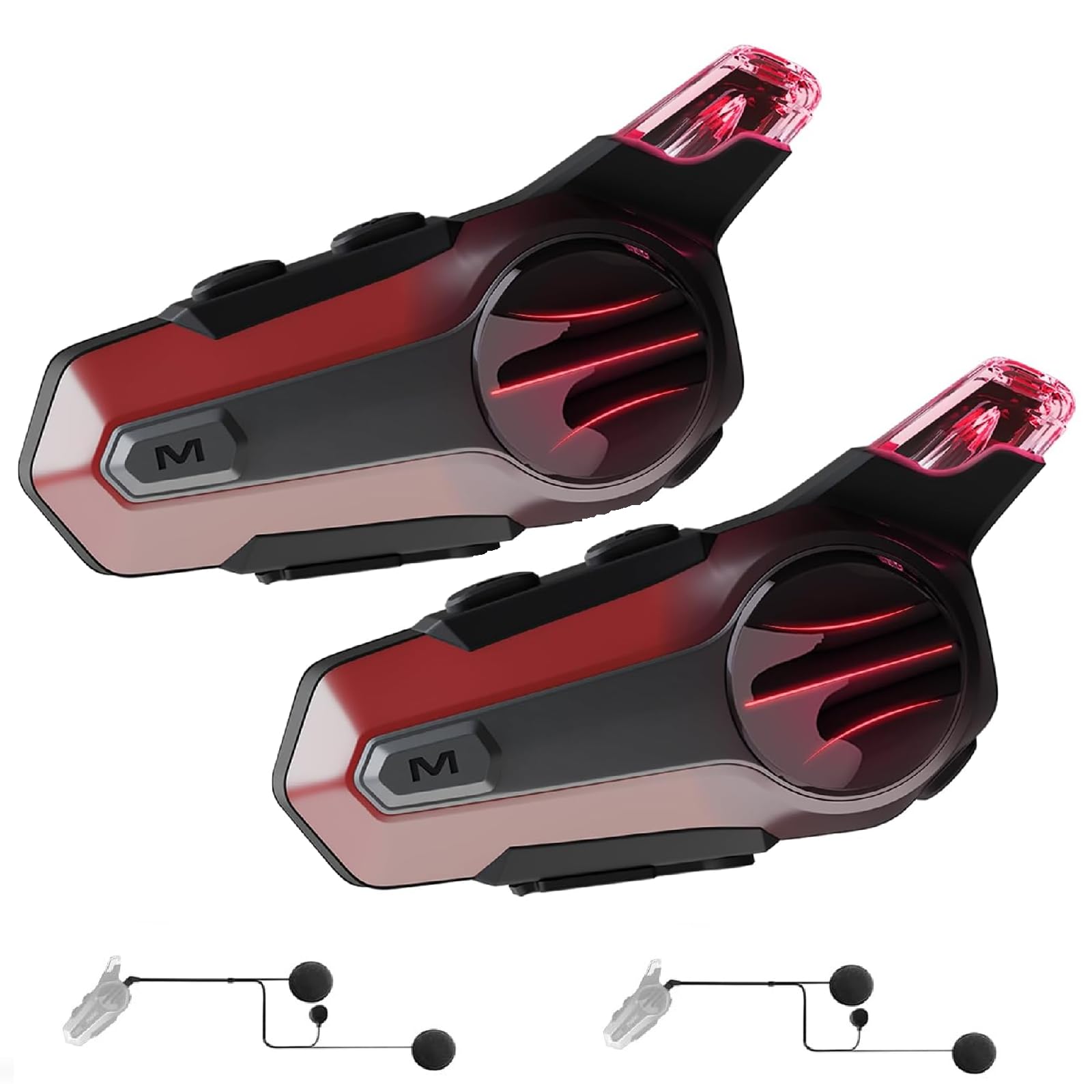 Photo 1 of cepkquis Motorcycle Bluetooth Headset, 600M Intercom, Red Dual Pack