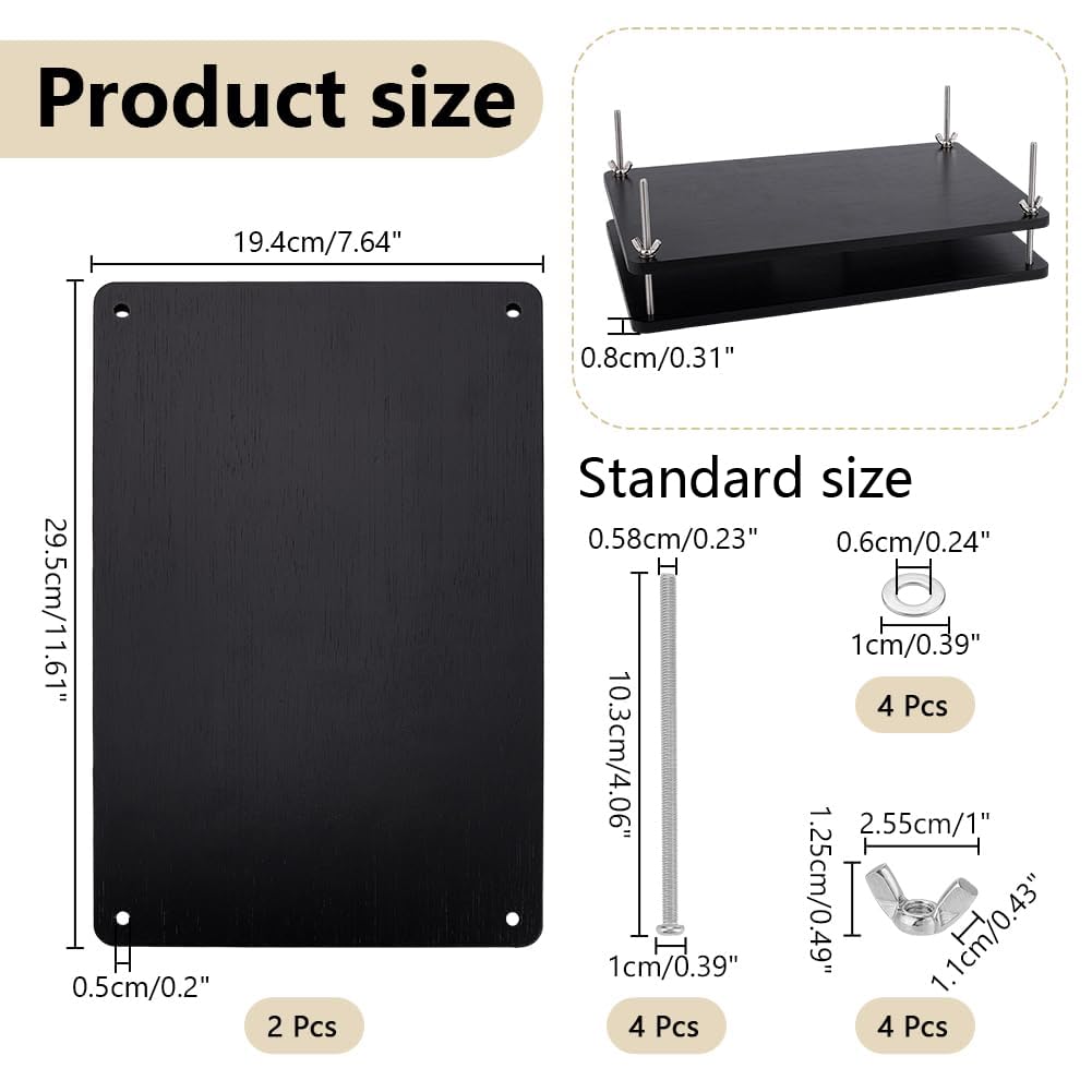 UNICRAFTALE - Prensa de papel de encuadernación para suministros de encuadernación portátil de bambú rectangular negro de la herramienta de encuadernación máquina de prensa de papel plano